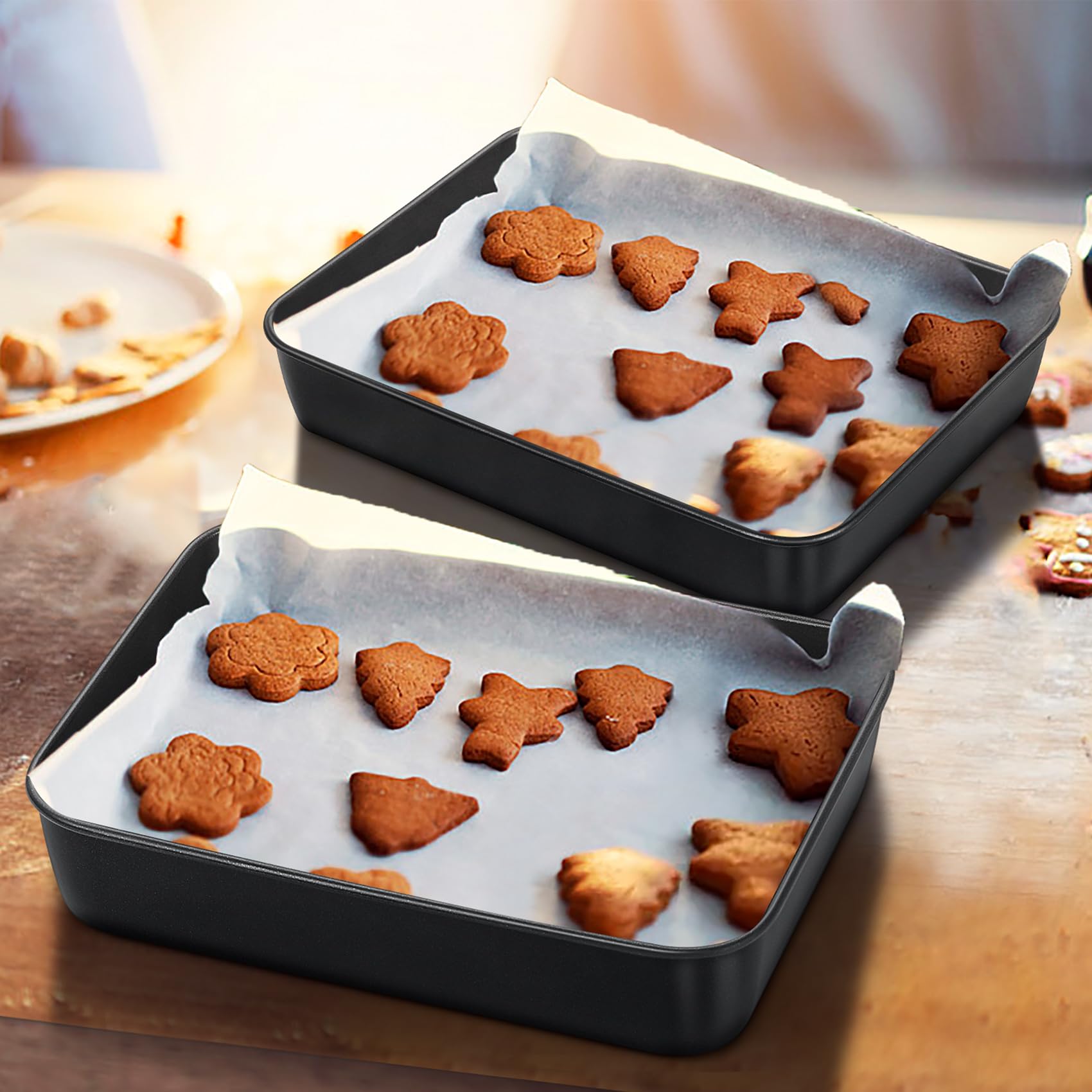 Onader Mini teglia antiaderente, set da 2 pezzi, in acciaio inox, per brownies, lasagne, 23,8 x 18 x 5 cm, sana e antiruggine, rivestimento antiaderente e facile da pulire