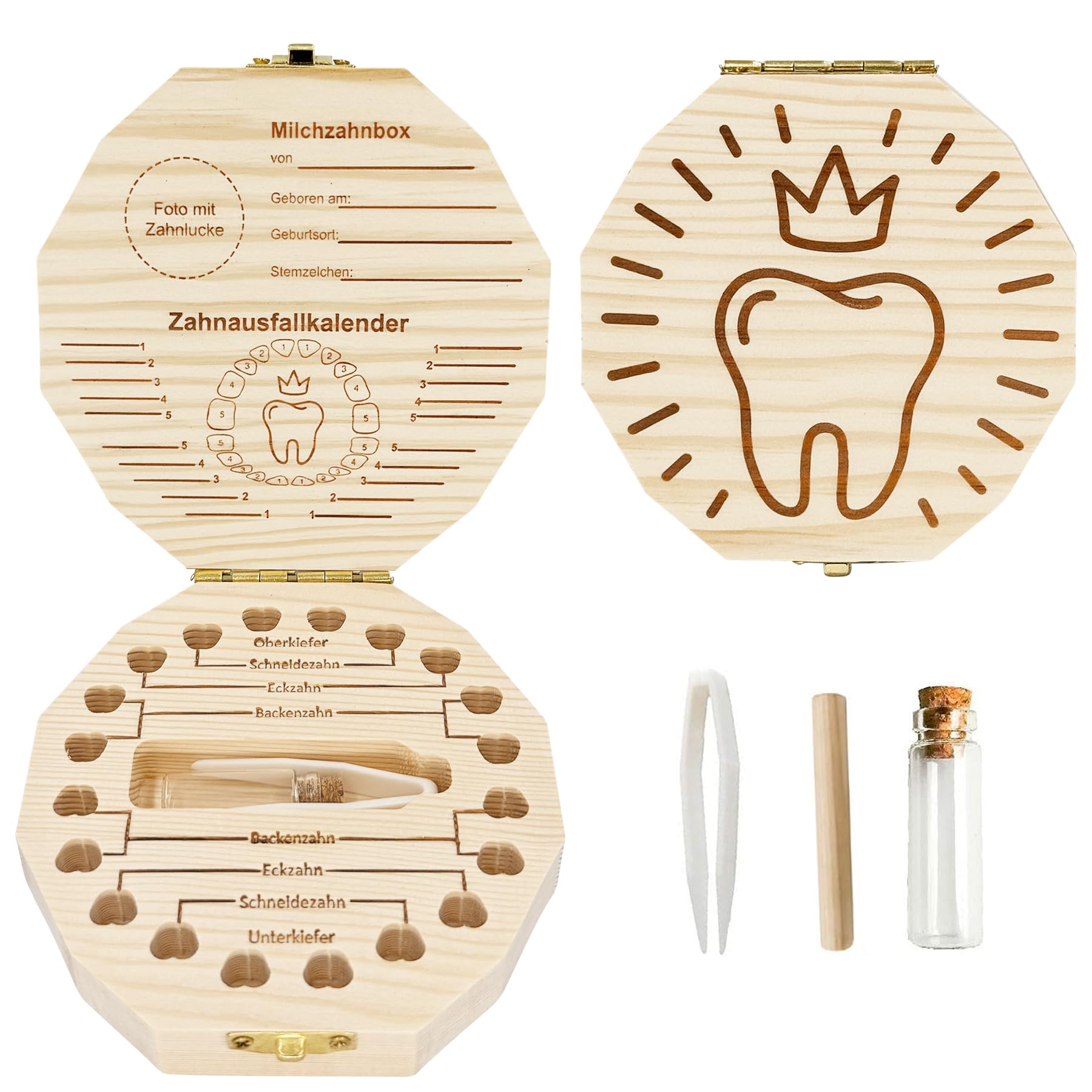 Zahnbox Holz Milchzähne Box,Zahnbox Zahndose für Milchzahndose Aus Holz,Jungen Souvenir Box,Aufbewahrungsbox für Baby-Zähne,Milchzahndose Junge Milchzahnbox Junge für Mädchen und Jungen