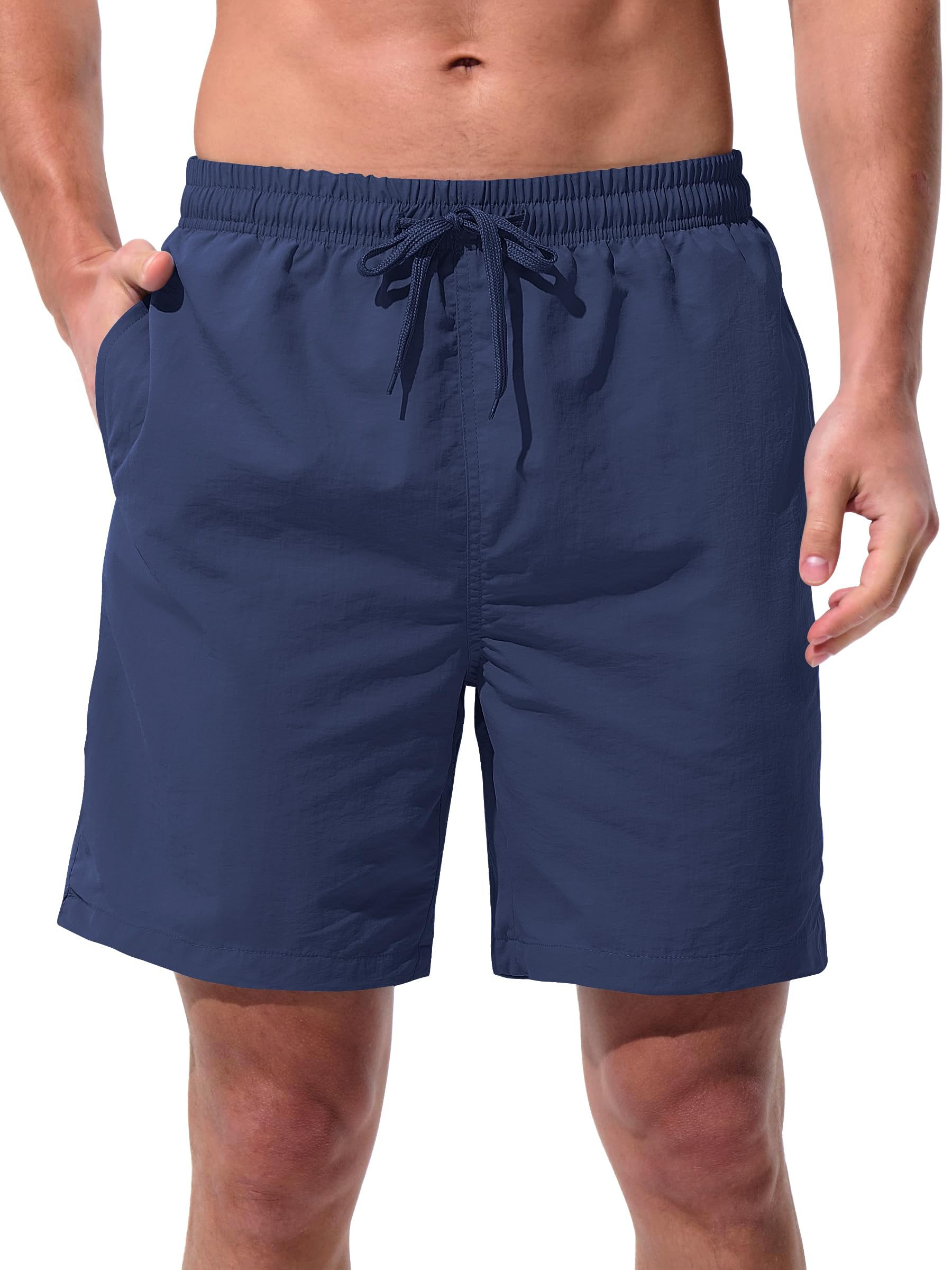 UIQUR Men's Swim Trunks Beach Board Shorts Quick Dry Swimsuit Bathing Suits with Pockets 7 Inch Inseam Mesh Lining