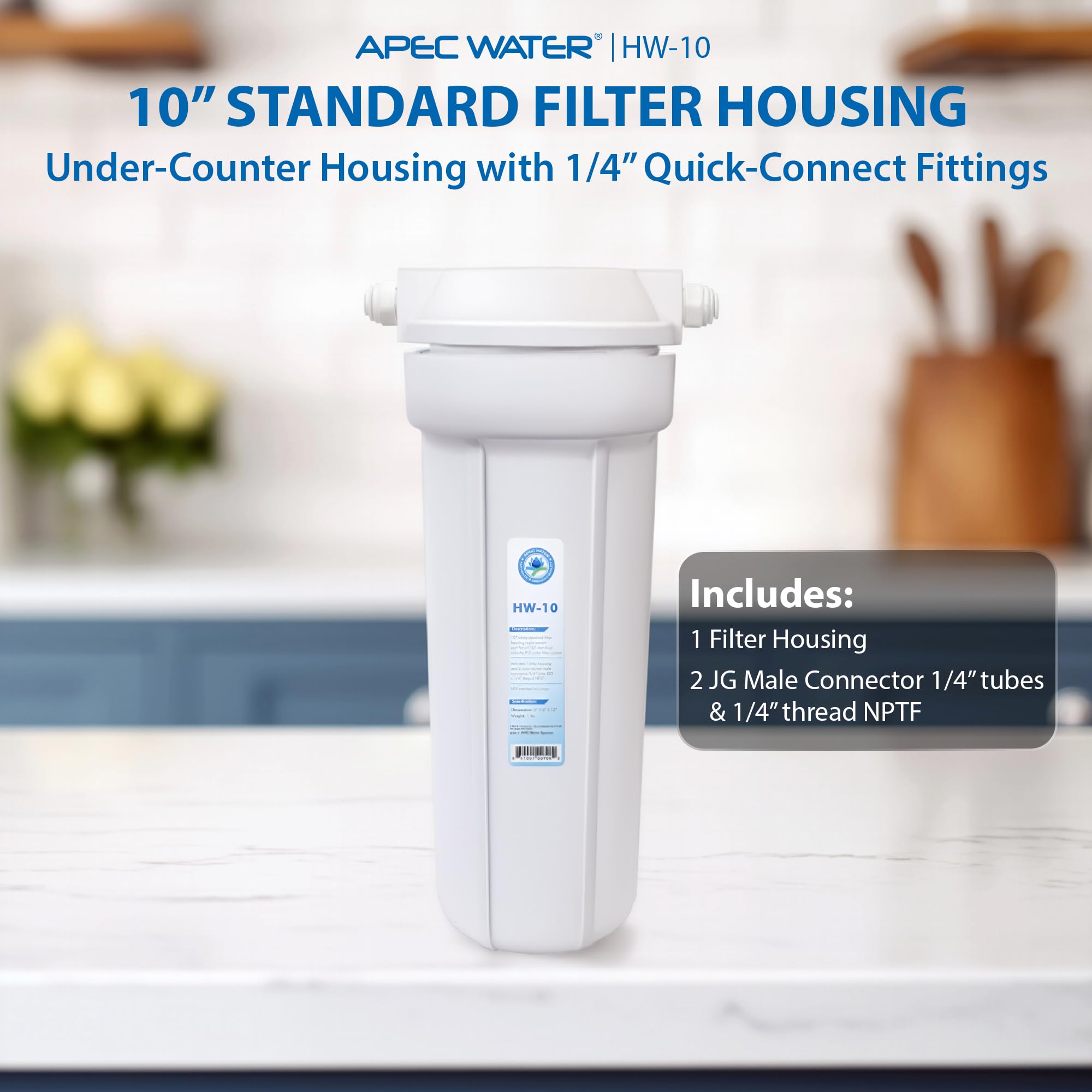 Apec Eau systèmes Hw-10 25,4 cm Blanc Standard logement de filtre avec raccords de 1/10,2 cm John Guest