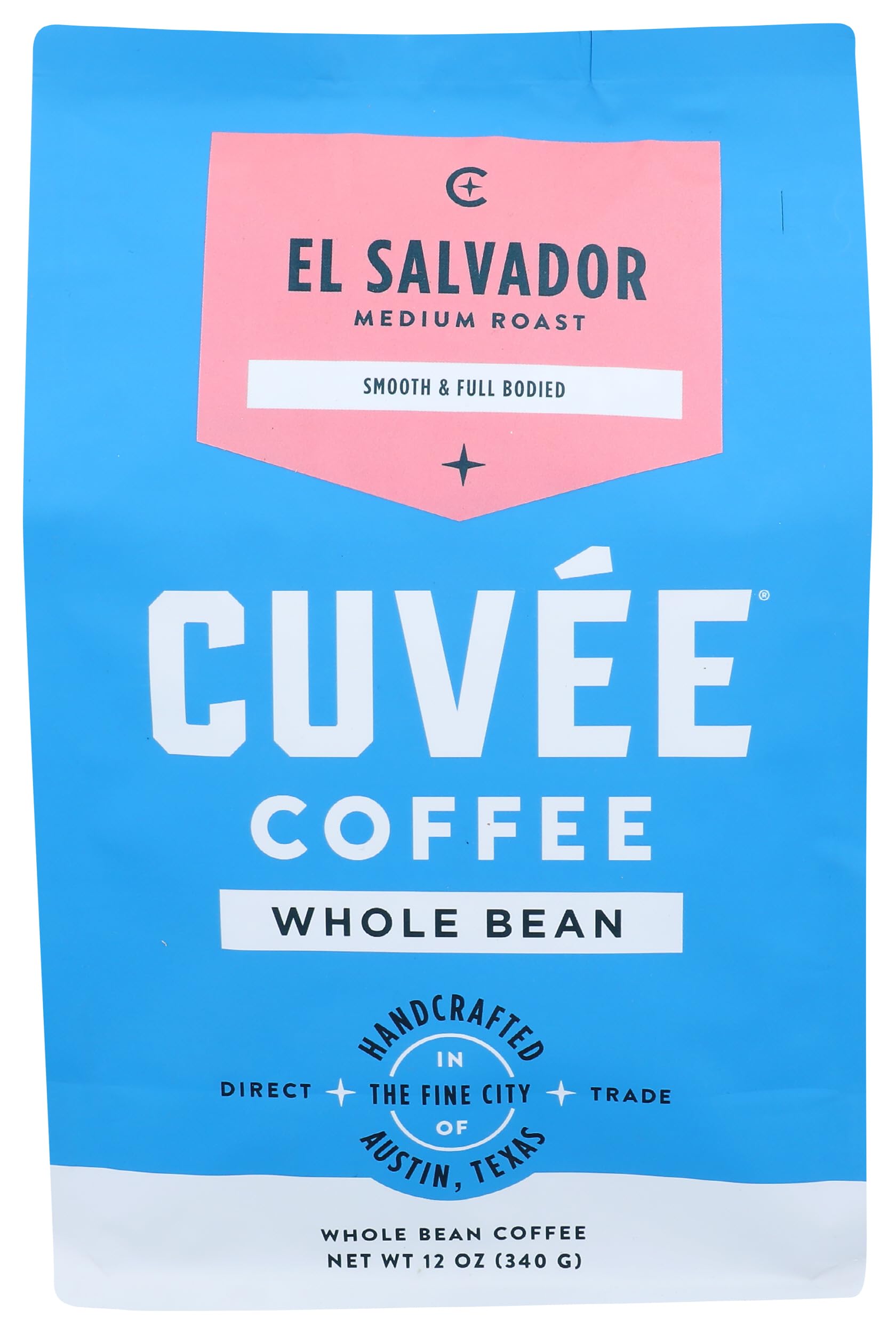 Cuvee Coffee El Salvador – Single Origin Medium Roast Whole Bean, 12 oz – Bright Tangerine & Plum Notes, Direct-Trade, Roasted in Austin, TX.