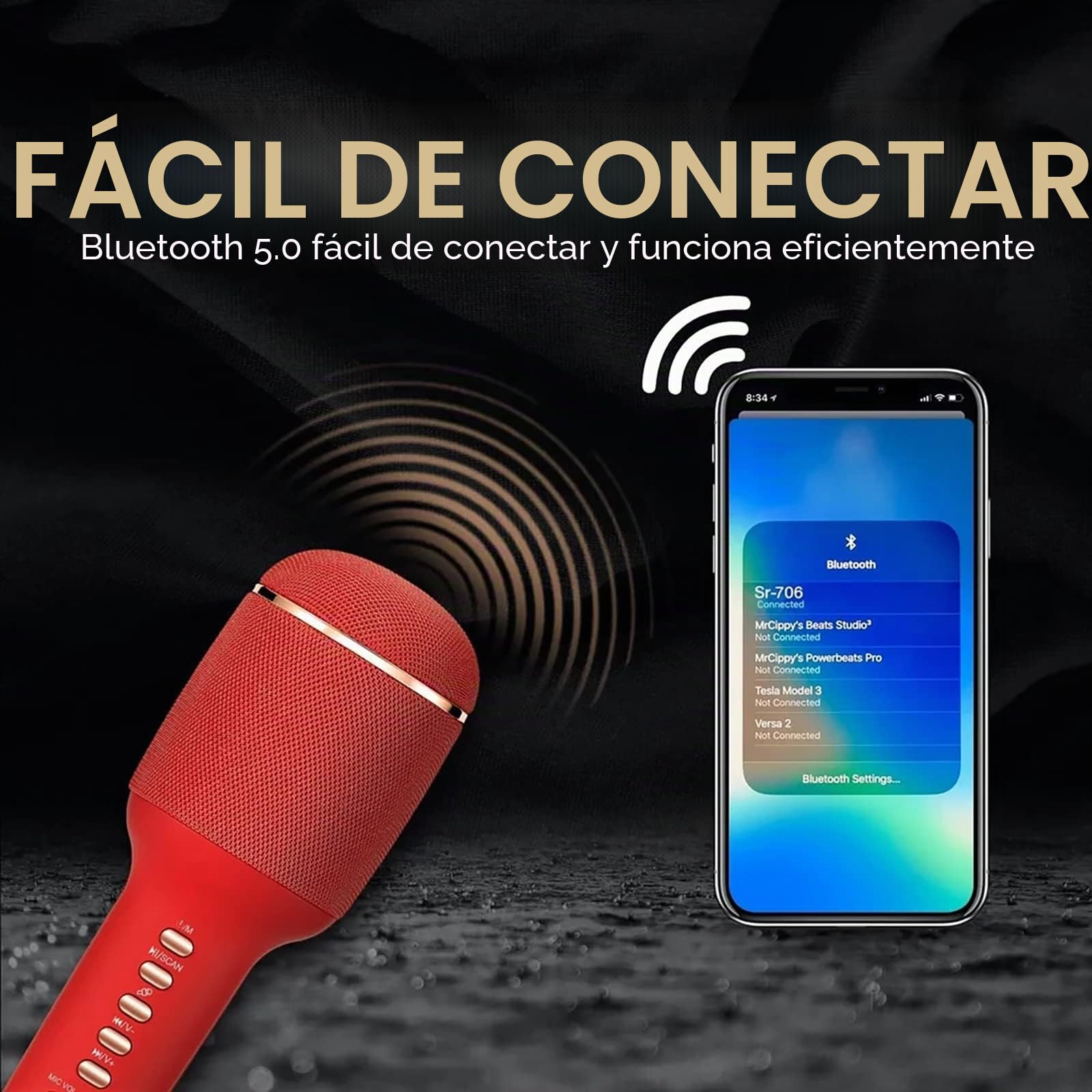 Ellenne Micrófono KarAOKE BLUETOOTH Inalámbrico con altavoz para adultos - CAMBIA DE VOZ - Dual WIRELESS KARAOKE - DUAL WS900 AZUL