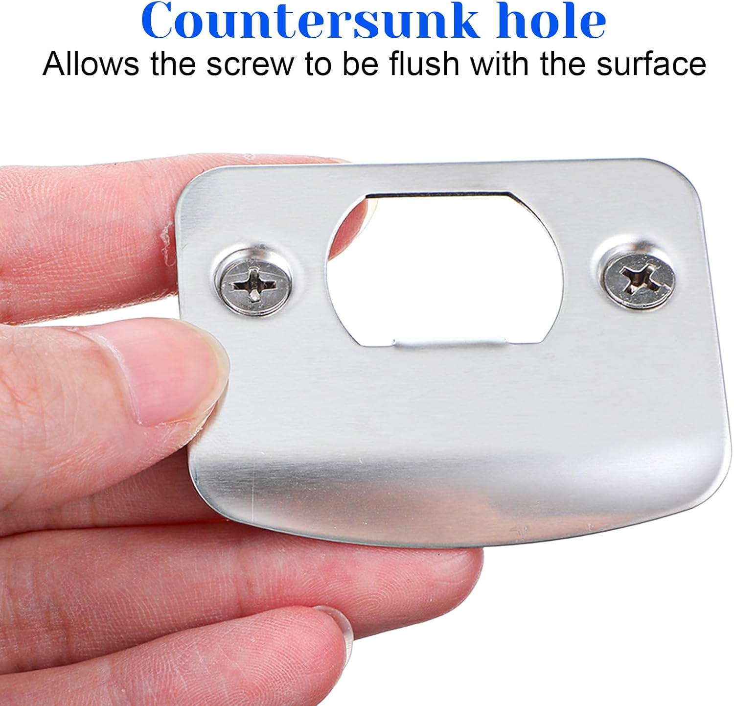 2 Pack Door Strike Plate Deadbolt Strike Plate 2-1/4 Inch X 1-7/16 Inch Door Backplate Round Corner Strikes Plates for Interior Doors Home Office