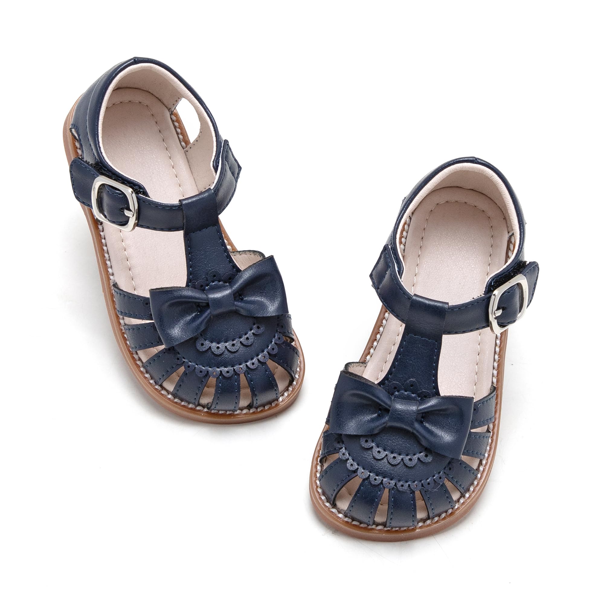 Kiderence Toddler Flower Girl Sandals Close Toe Dress Shoes Wedding Party | Hook and Loop,Non Slip Lightweight Sandals for Beach,Water Play and Daily Wear