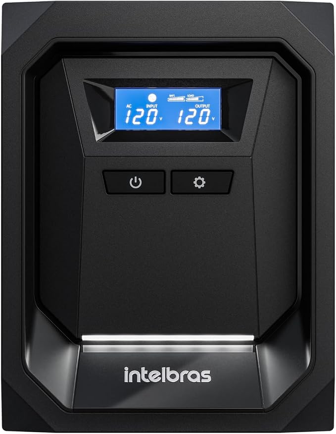 Nobreak Intelbras Ultimate frontal com display LCD e iluminação RGB neutra