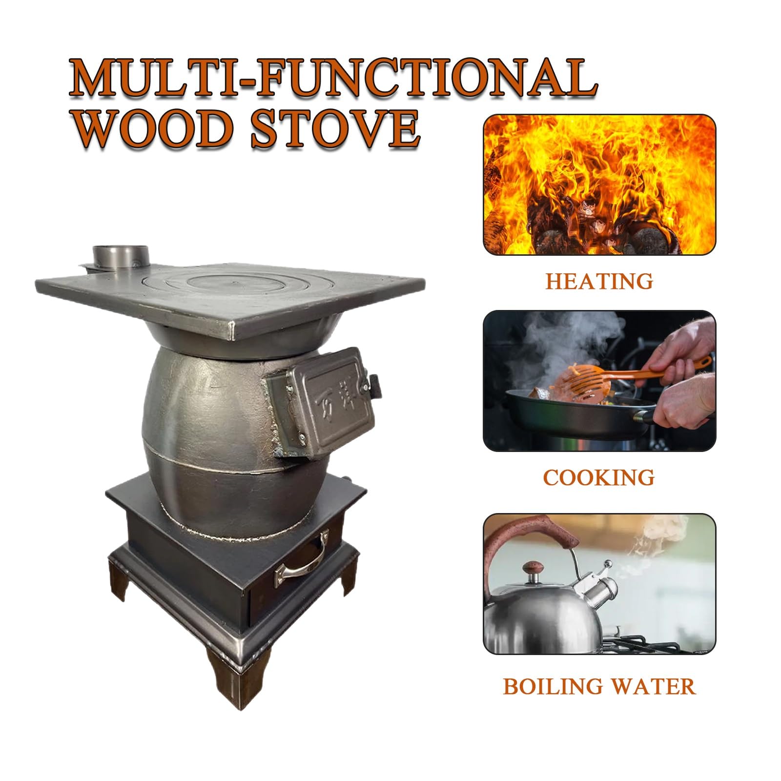 Stufa A Legna For Interni, Stufe A Pellet For Riscaldamento Domestico, Materiale In Ghisa Con Ingresso Aria Regolabile For Acqua Bollente, Barbecue