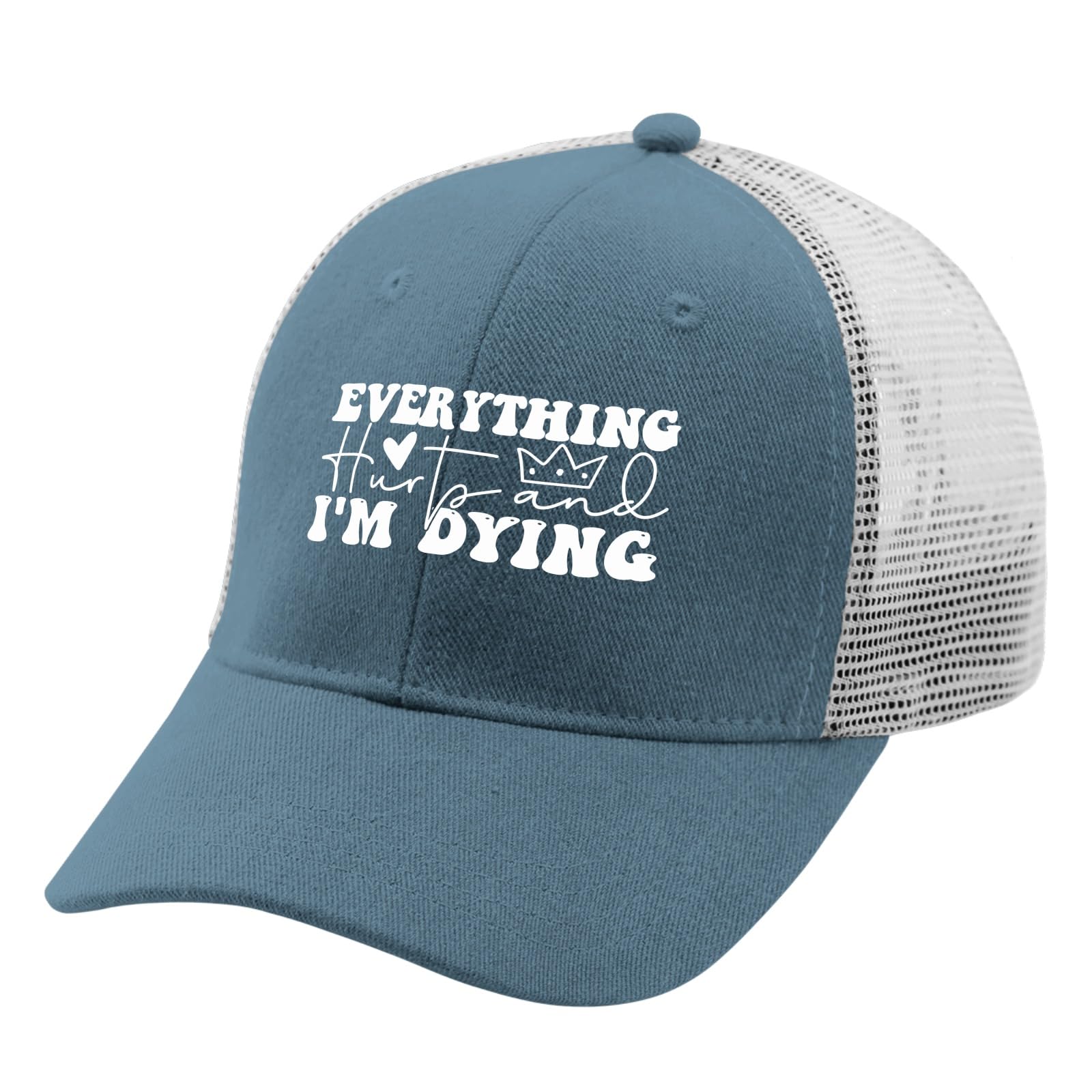 Everything Hurts and I'm Dying Hats for Mens Baseball Caps Funny Washed Workout Hats Quick Dry SkyBlue