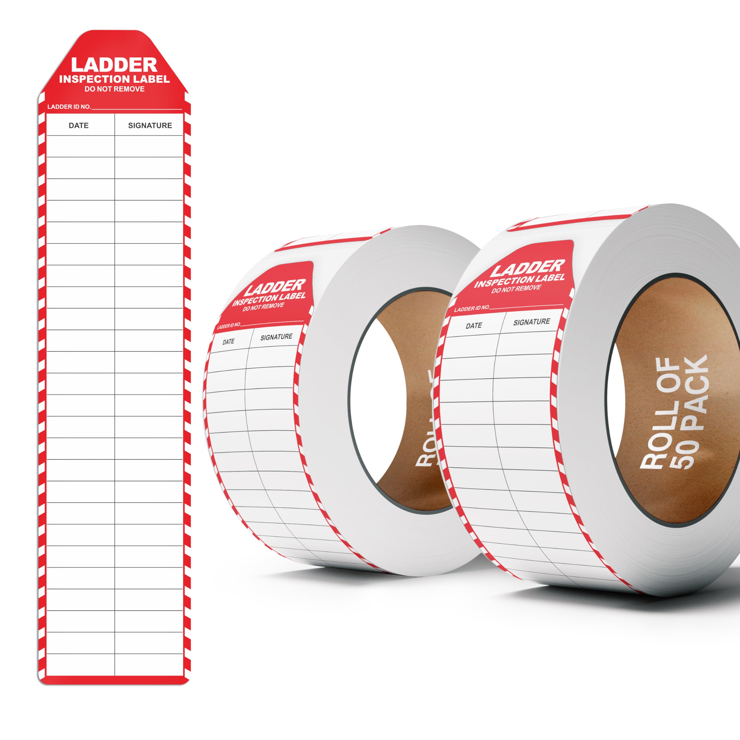 Fiivas Ladder Safety Stickers, 8.5 x 2 Inch, Vinyl Maintenance Labels, Roll of 50, 2 Rolls
