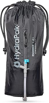 Hydrapak Pioneer - Collapsible Water Storage and Dispensing System 6L or 10L - BPA & PVC Free Camping Hydration Bladder/Reservoir and Sleeve, Black