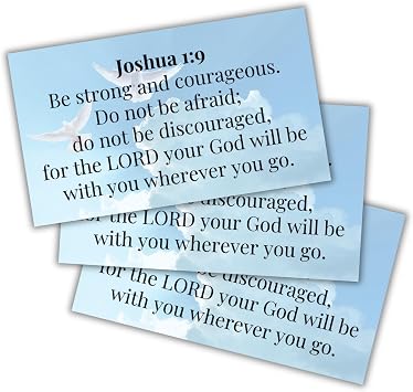 Joshua 19 Bible Verse Wallet Cards 30pk 3.5x2 Bulk Clouds Be Strong and Courageous Pocket Encouragement Church Members Teens Hand Out