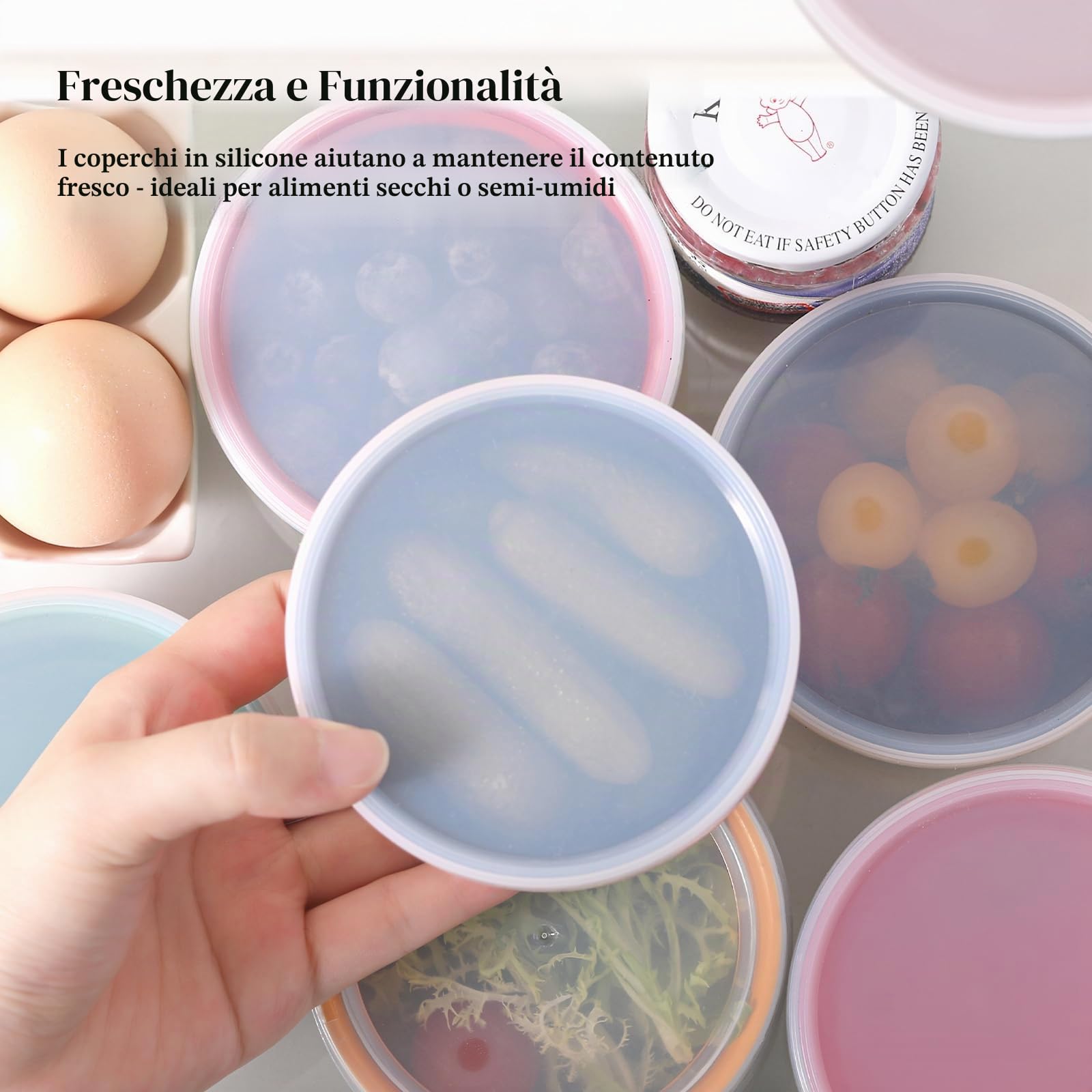 DOWAN Set di 6 ciotole da dessert in porcellana, con coperchio, da 176 ml, impilabili, per salsa, snack, crème brûlée multicolore, lavabili in lavastoviglie e microonde