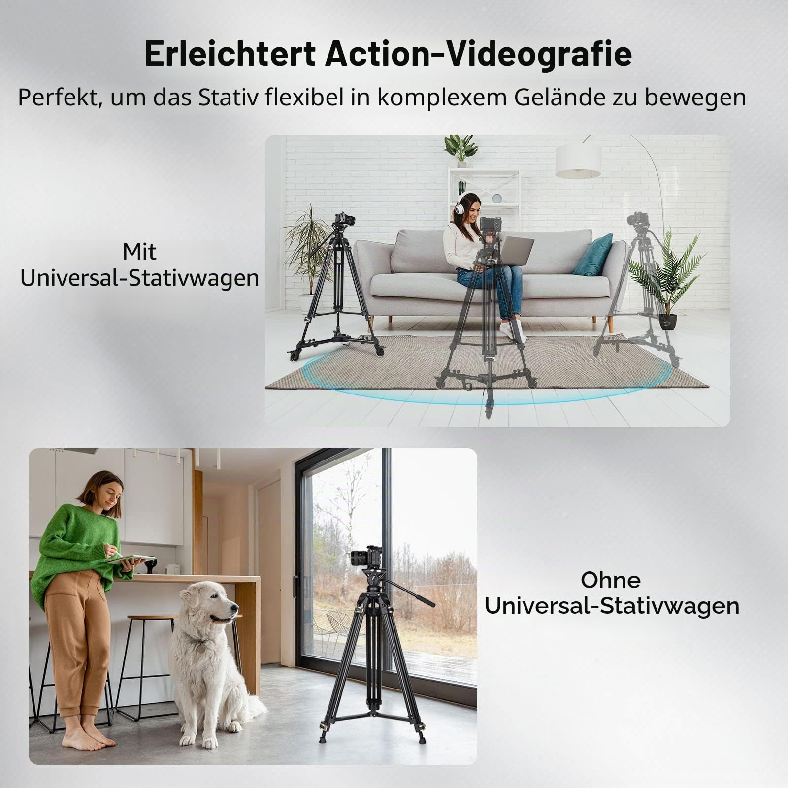 SMALLRIG Universal Fotografie Stativ Wagen, strapazierfähig mit verstellbaren Beinhalterungen und Tragetasche, 33 lb Tragfähigkeit – 3986