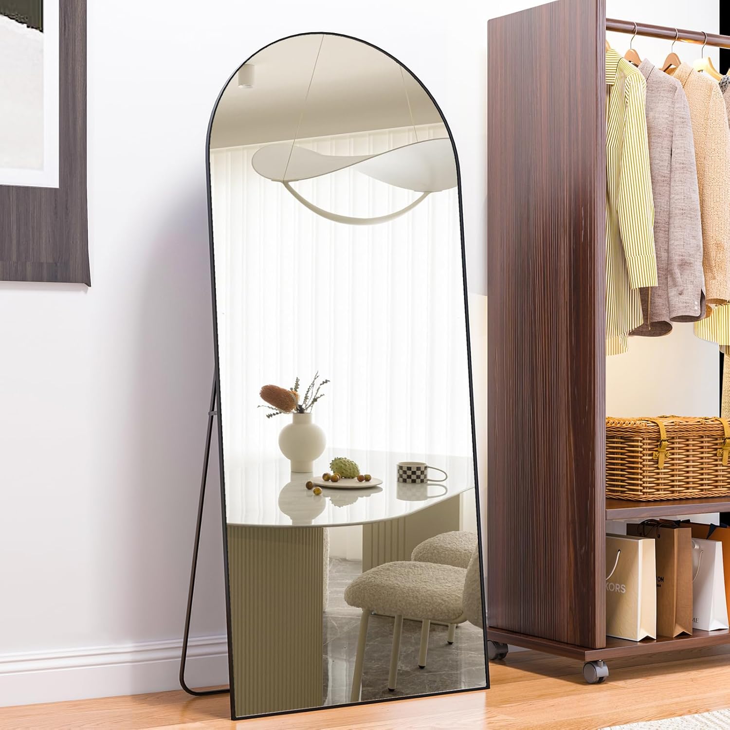 Arch Full Length Mirror - 65"x24" Arched Floor Mirror with Stand - Large Wall Mirror - Black - Standing, Hanging or Leaning Against Wall - Bedroom, Entry, Living Room