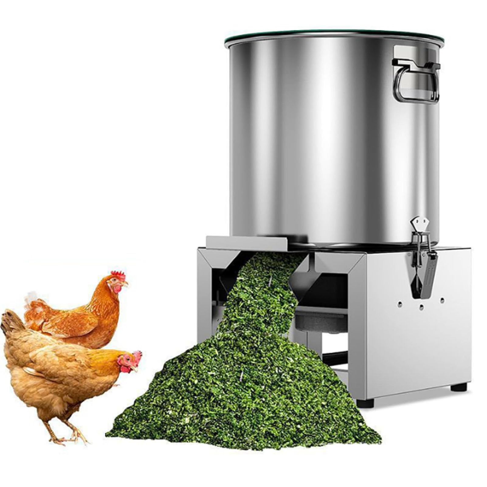 Trituratore per la lavorazione di mangimi per pollame, trituratore in acciaio inossidabile per impieghi gravosi con 4 lame, elevata efficienza di produzione, per verdure, cereali, fattorie 2400W