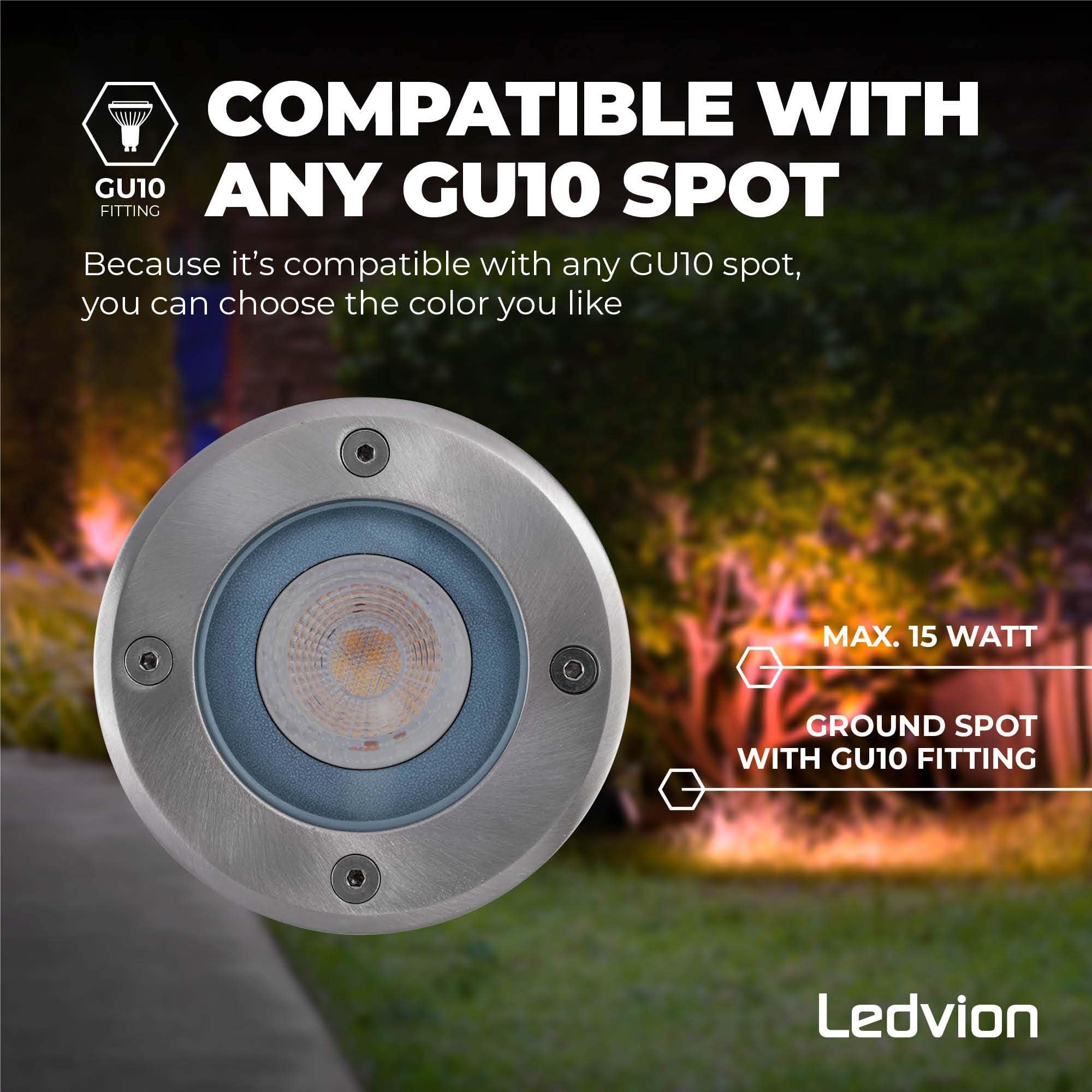 Ledvion 3er Set LED Bodenstrahler Außen IP67 4.9W GU10 RGB 1m Rund