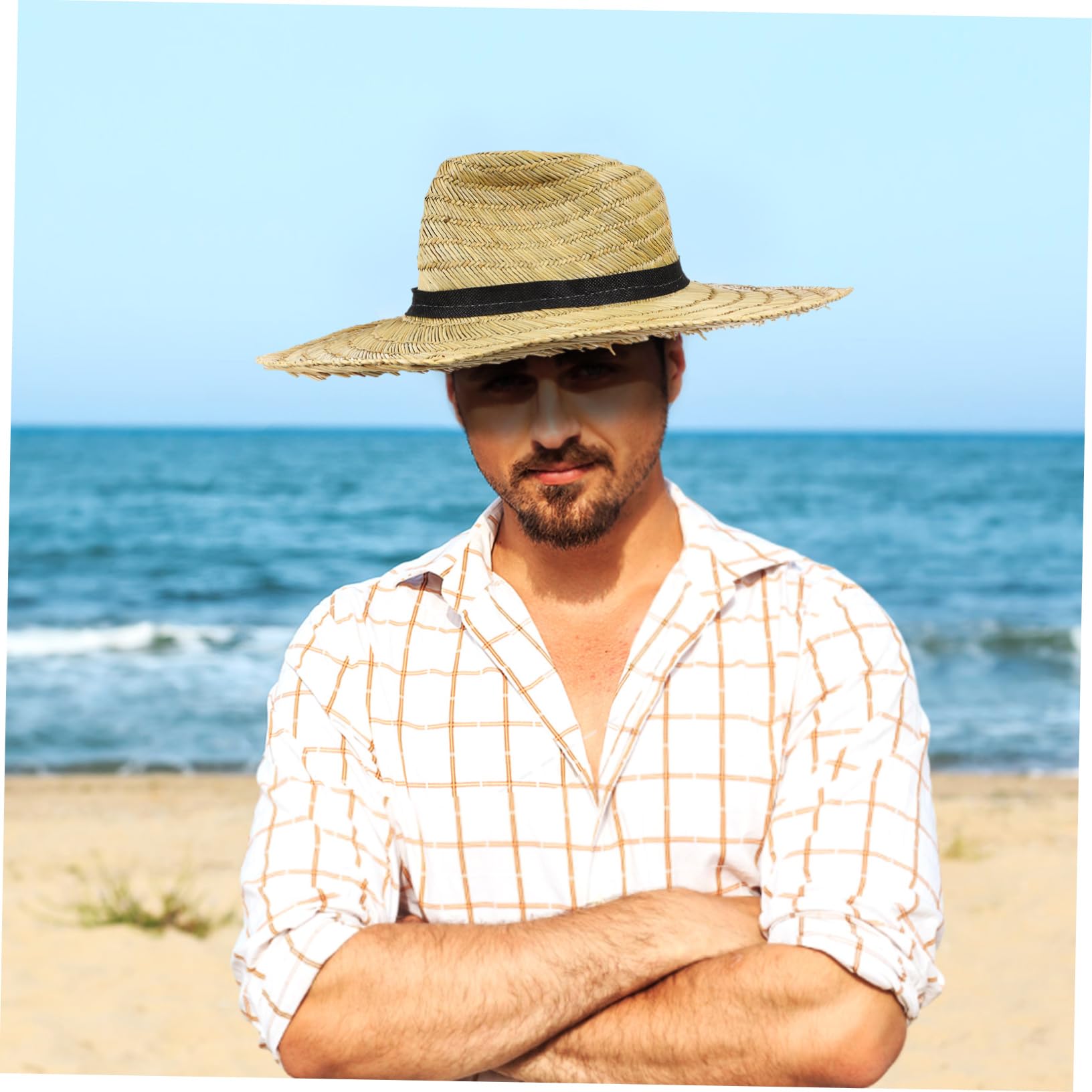 Visière Large Hommes Été Soleil Chapeaux De Seau Plage Casquette Homme Chapeau Seau Homme Chapeaux UV Paille