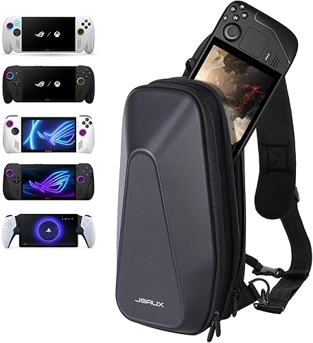 JSAUX Sling Bag for Steam Deck (OLED)/ROG Xbox Ally X (2025)/Xbox Ally/ROG Ally (X), Carrying Case with EVA Hard Shell, Double-layer Case for