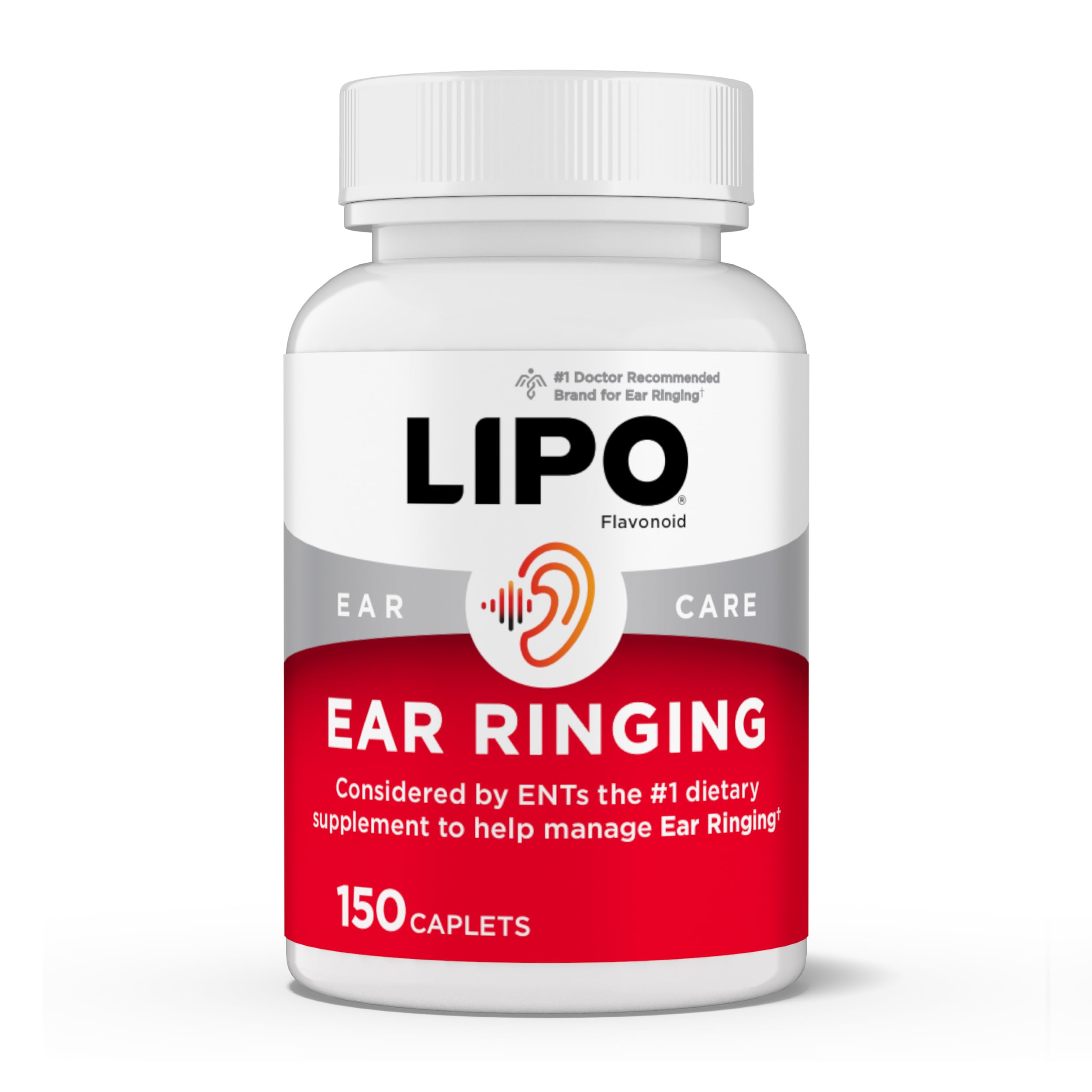 Lipo-Flavonoid Ear Ringing - Doctor-Recommended for Ringing Ears - Clinically Proven Lemon Bioflavonoid Complex with Vitamins C, B1, B2, B6, B12, & Calcium - 150 Caplets