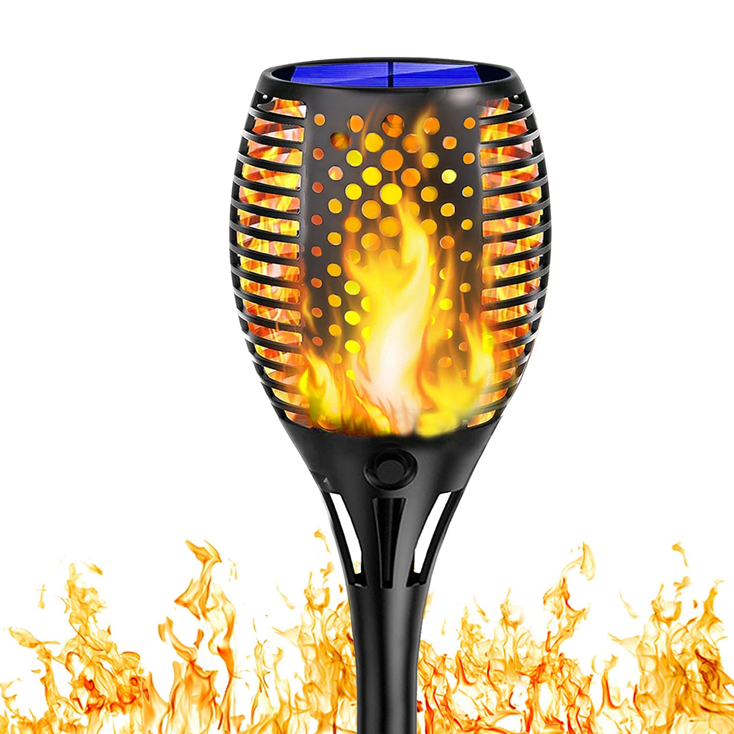 Shinmax Solarleuchte Solar Fackeln Solarlampen für Außen 33 LED Flamme Lampe IP65 Wasserdicht Solar Fackel Gartenlicht Solar Flammenlicht Auto EIN/Aus Deko für Garten Hof, Balkon, Korridor,Weg