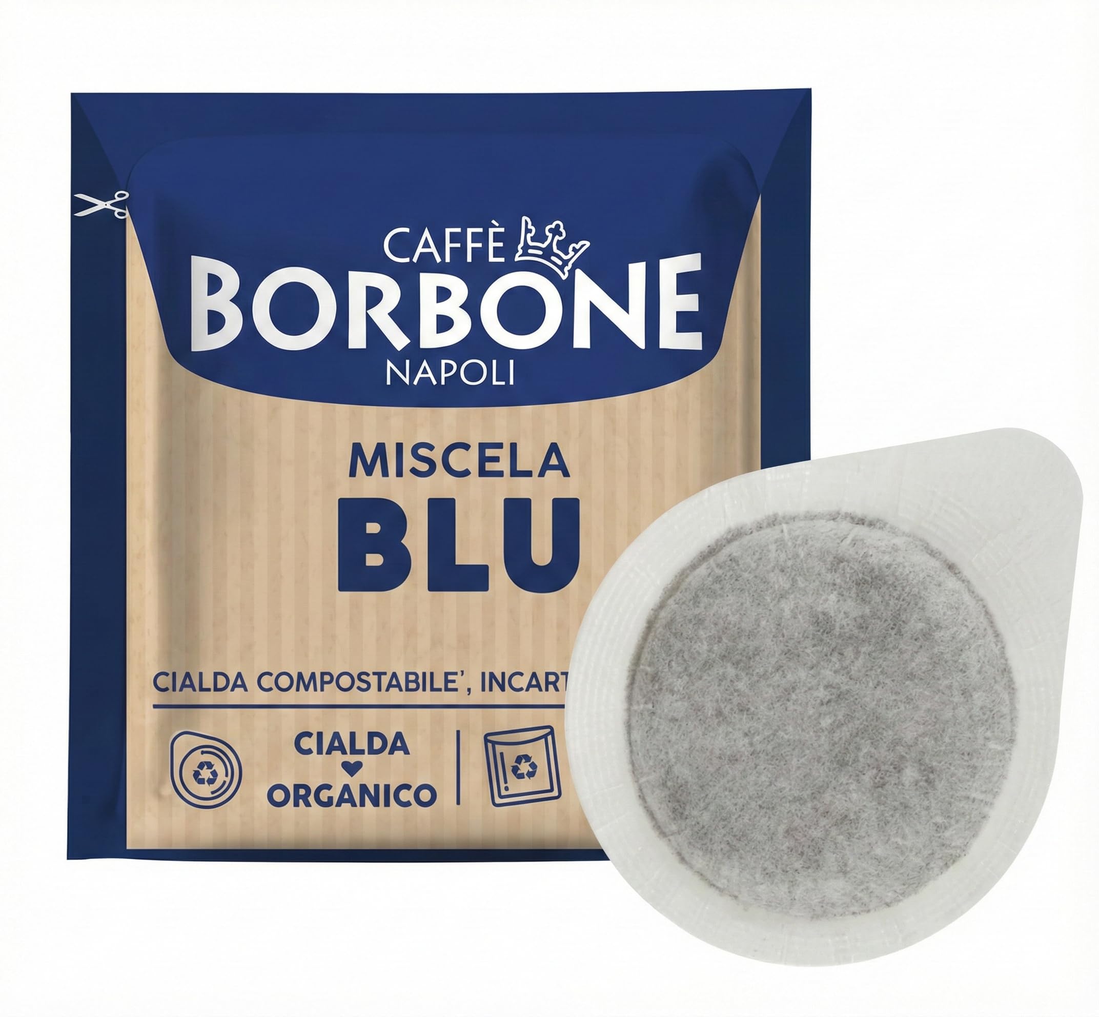 Blue Coffee Blend Compostable Pod — 100 x 44mm Paper Pods of Rich, Full-Bodied ESE Coffee Pods - Compostable Capsules Compatible with ESE and Pump Espresso Systems