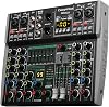 6 Channel DJ Mixer, Bluetooth, USB Recording, 99 DSP Effects, 48V Phantom Power, Stereo DJ Mixer Board