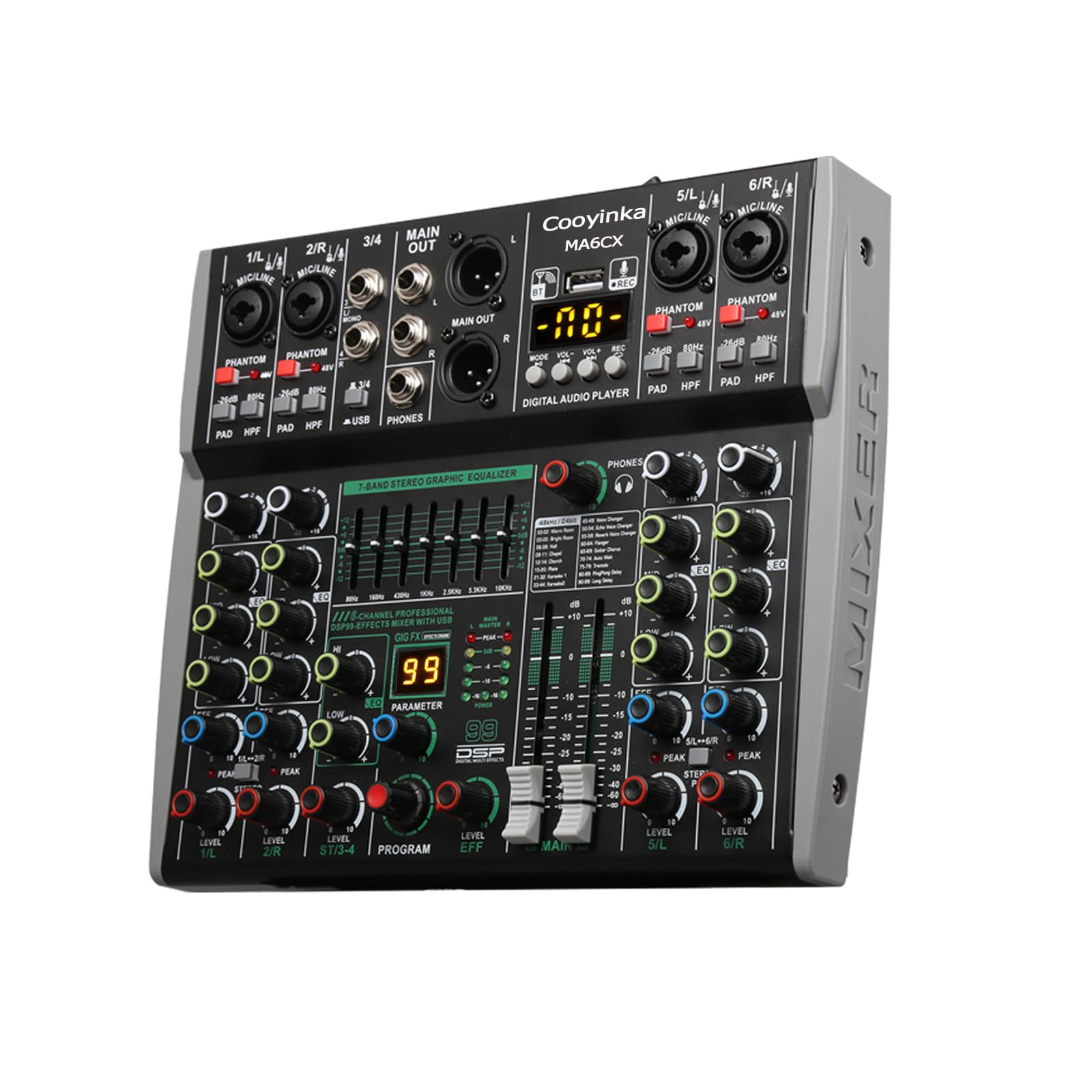Amazon.com: Cooyinka 6 Channel DJ Mixer, Bluetooth, USB