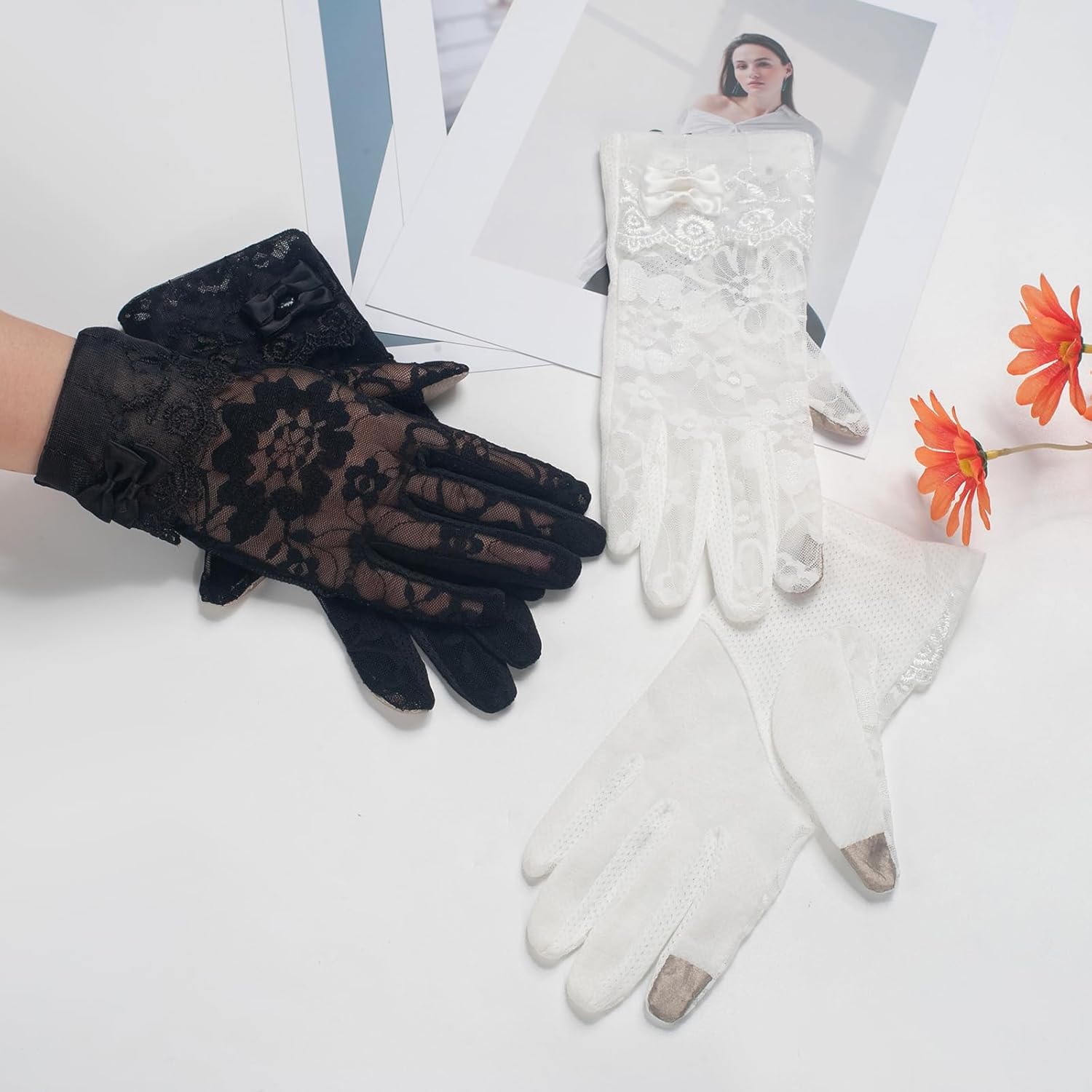 Women's Lace Floral Opera Tea Party Gloves Elegant Floral Bridal Wedding Prom Short Gloves Costume Accessories - Image 6