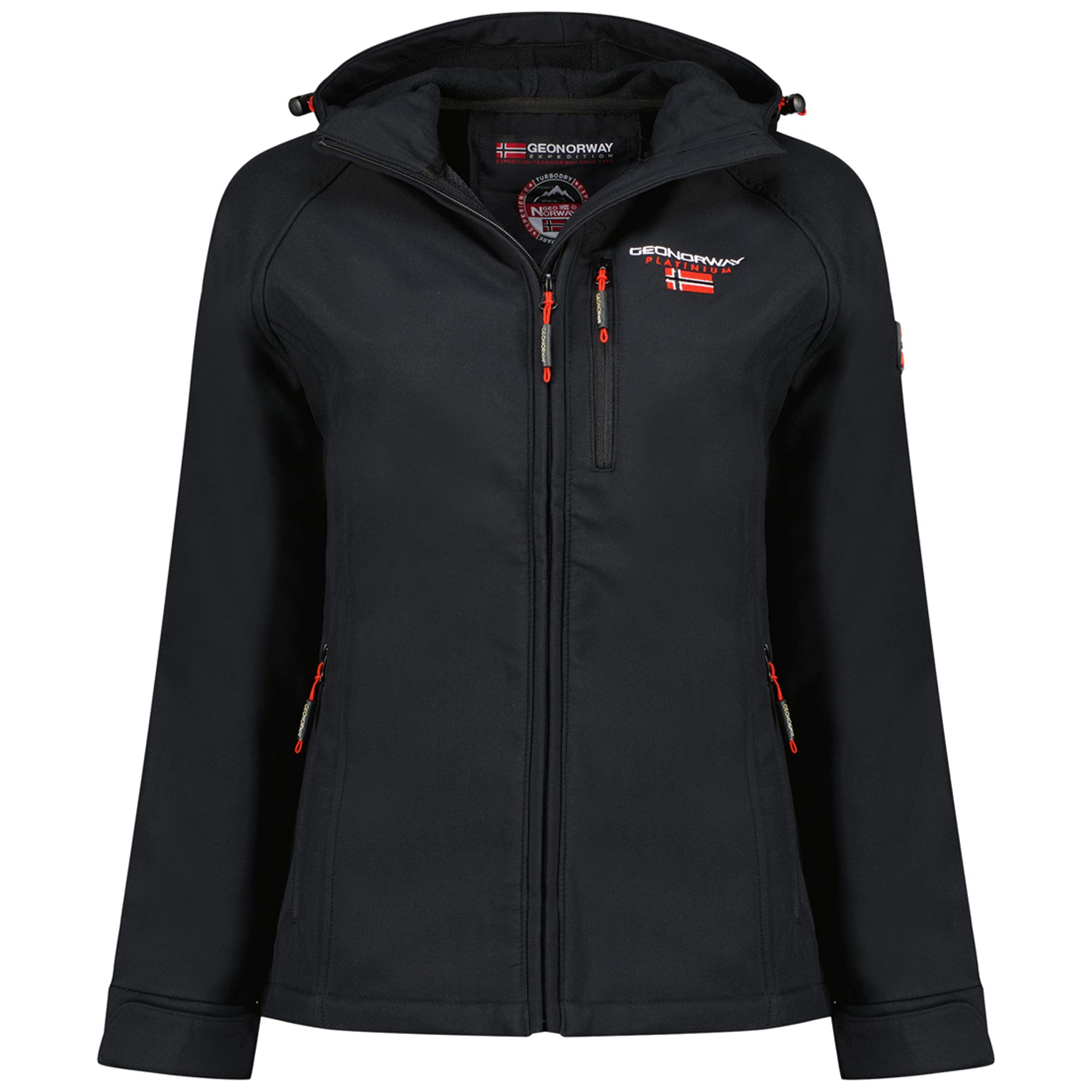 Geographical Norway Women's Black Geo Norway Tacer Softshell Jacket, Waterproof And Windproof, Long Sleeve, L