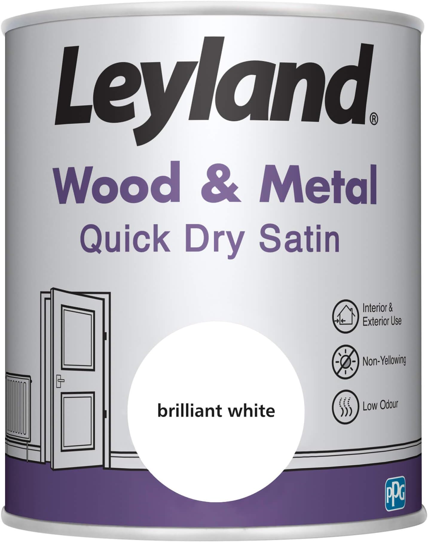 Wood & Metal Quick Dry Satin, Brilliant White, 750ml