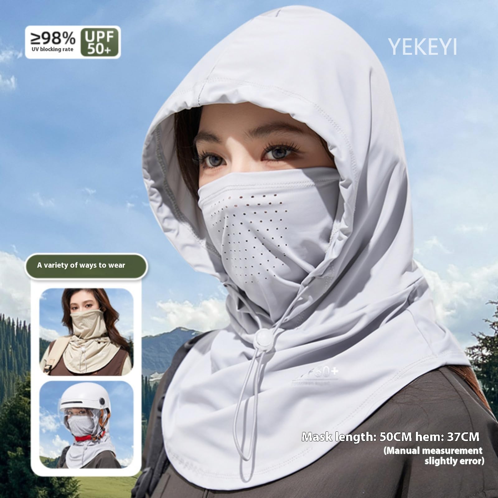 YEKEYI Balaclava Face Cover Balaclava Mask Sun UV Protection Hood Breathable Full Head Mask Cycling Skiing Fishing Hat A-Black