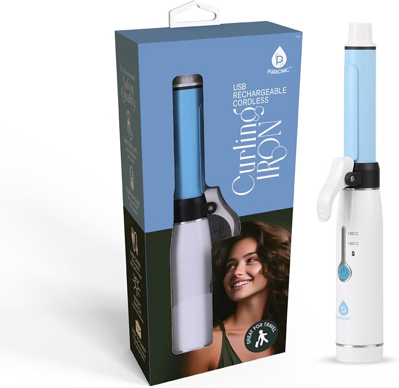 Portable Cordless Professional Salon Quality Rechargeable USB Curling Iron, Easy to Carry, Charge Up to 40 Minutes of Use