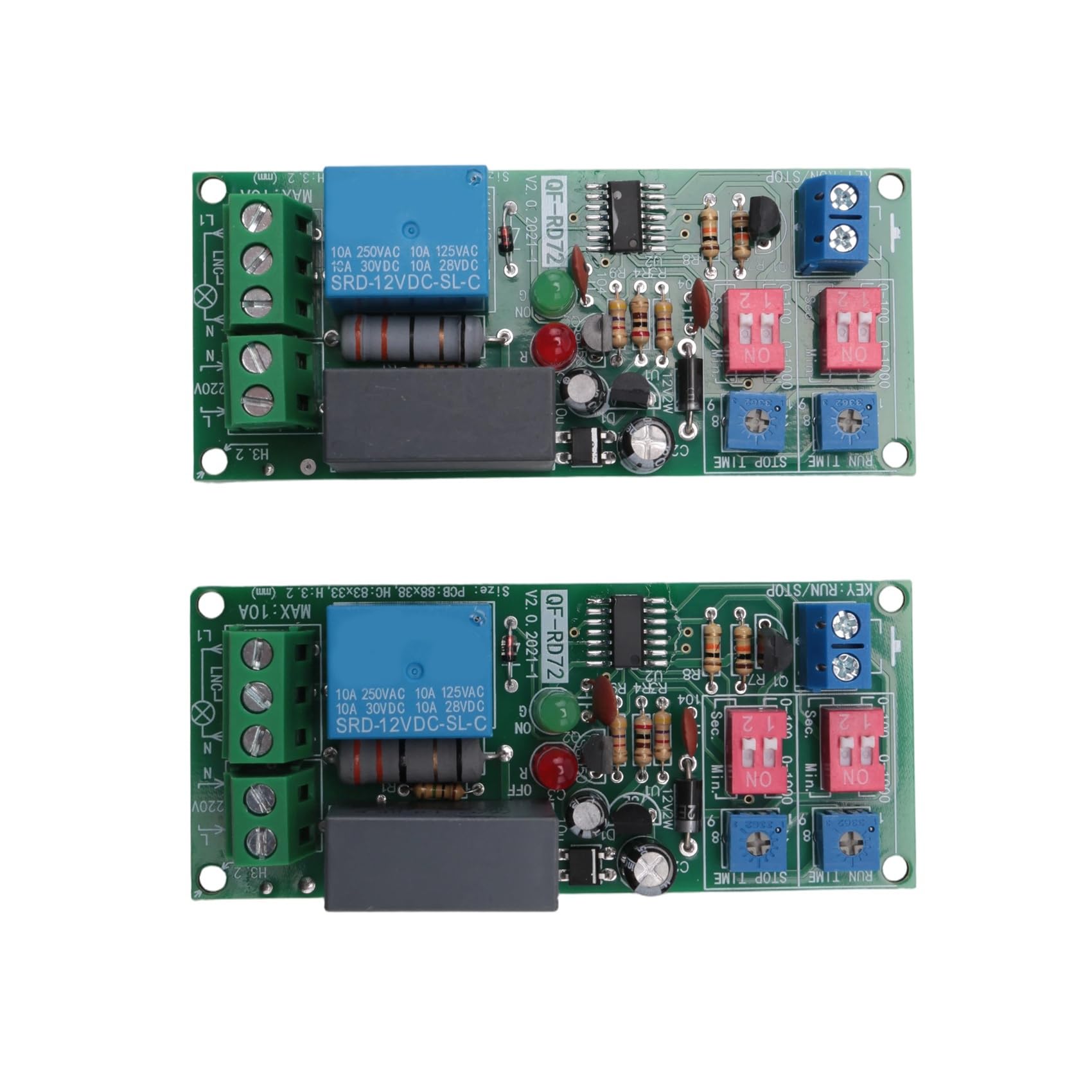 Littimoon 2PCs Dual Time Adjustable Cycle Delay Timing Relay Repeat on Off Switch Infinite Loop Timer Module AC 100V 110V 240V