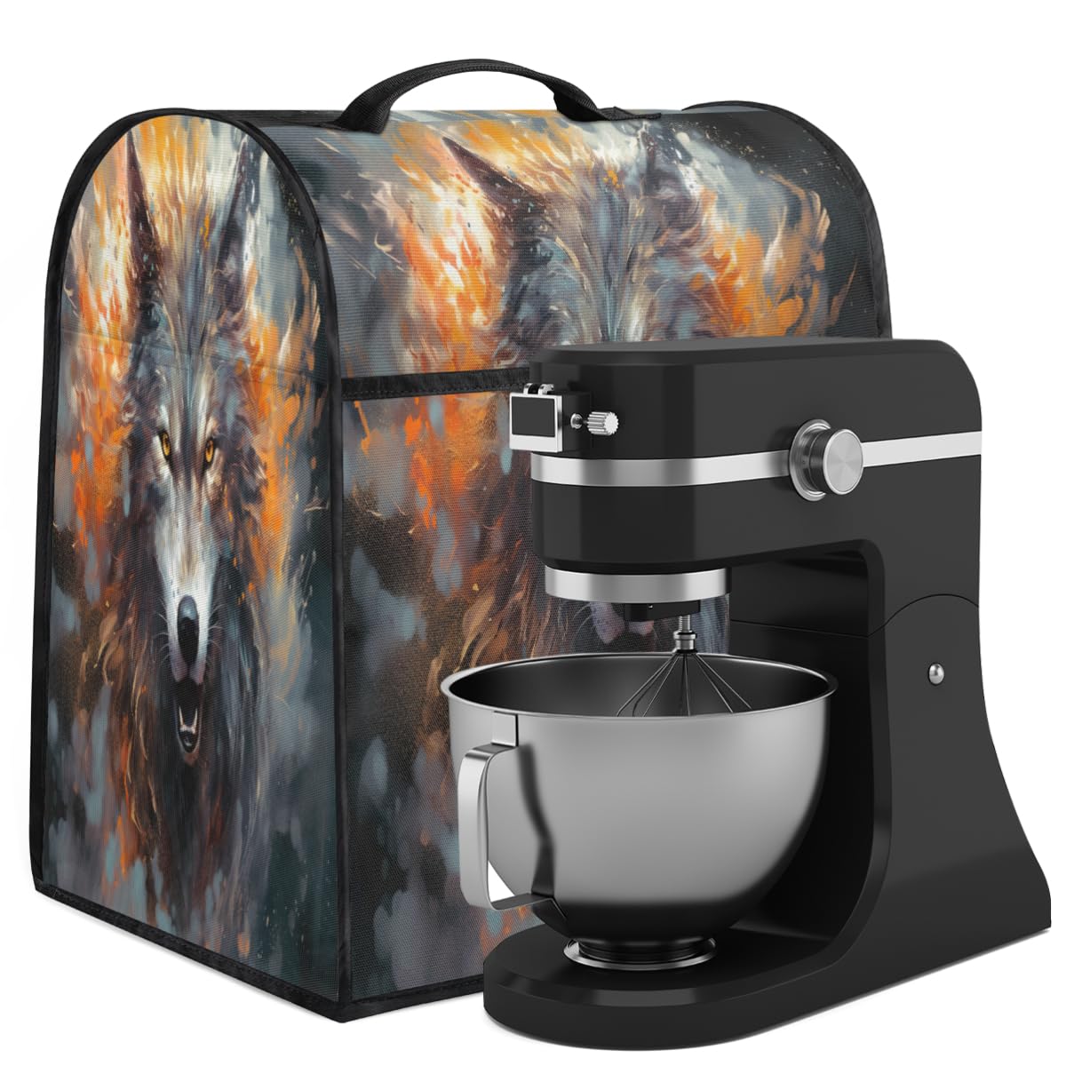 Coffee Maker Cover Flame Explode Wolf Kitchen Appliance Covers Small Appliance Covers Blender Cover Juicer Cover Dust Covers for Kitchen Appliances with Top Handle and Pockets,Washable,C525