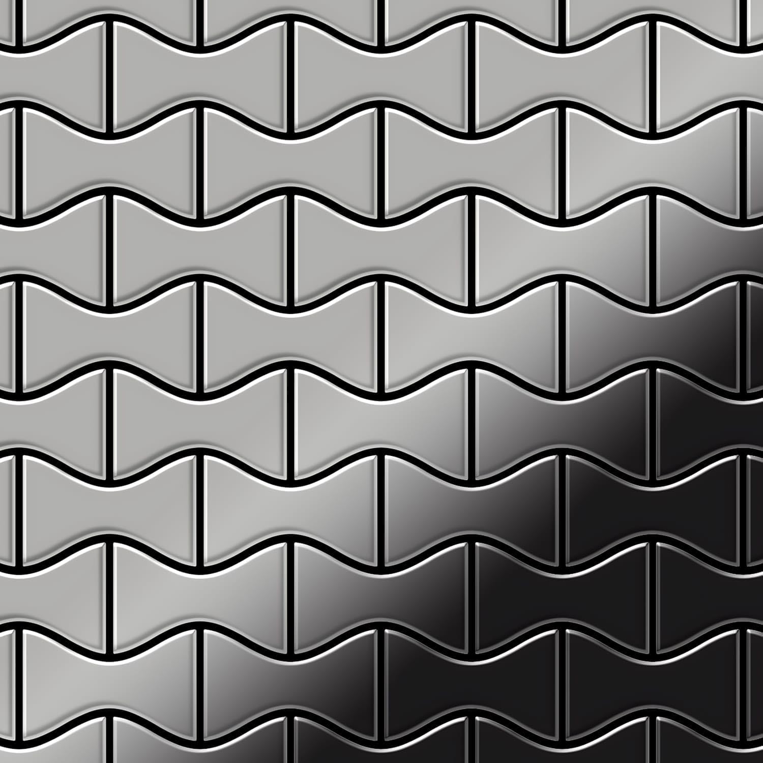 Azulejo mosaico de metal sólido Acero inoxidable pulido espejo gris 1,6 mm de grosor ALLOY Kismet-S-S-M diseñado por Karim Rashid 0,86 m2