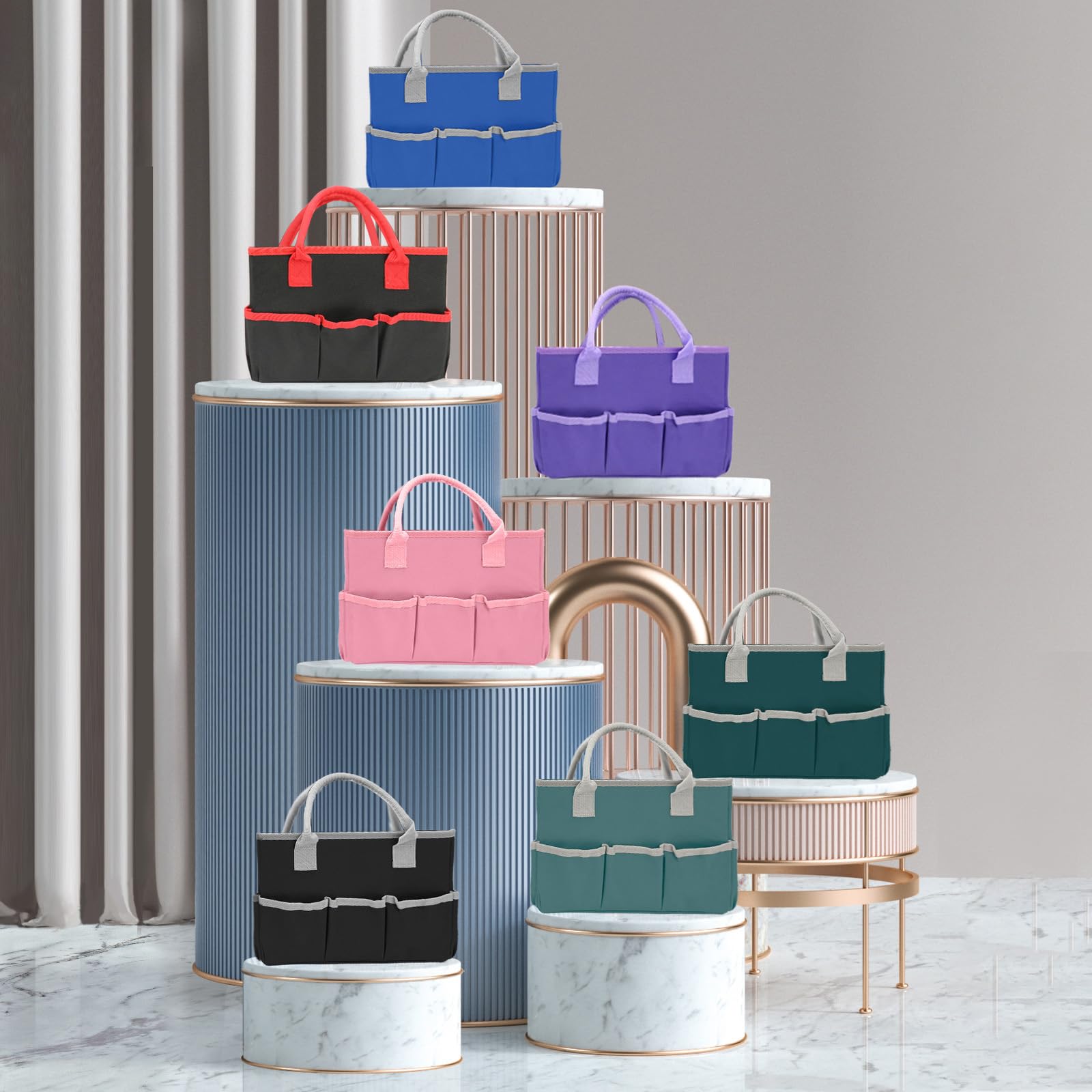 Bolsa de manualidades y arte para suministros con bolsillos, bolsa Oxford morada para artistas, niños, profesores, organizador de almacenamiento