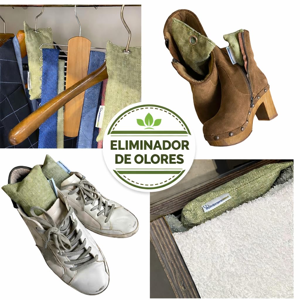 Saquitos Carbón Activo Bambú | Deshumidificador y Purificador de Aire | Neutralizador de Olores| Carbon Activado Olores | Bambu Charcoal | Para Armarios, Cajones, Zapatillas | Pack 4x75g