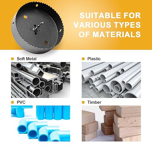 Miniatura 5 de Broca de sierra perforadora de 1 18 pulgadas para metal y madera, cortador de agujeros bimetálico M42 con profundidad de corte de 1.5 pulgadas para