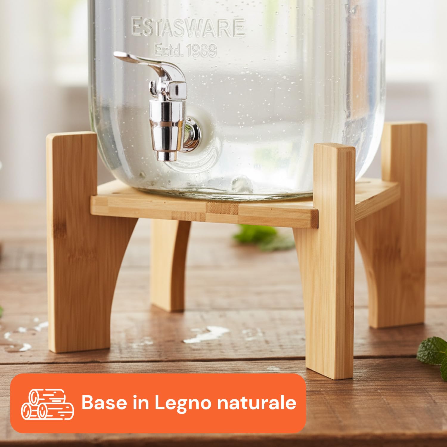 Avilia Dispenser Bevande in Vetro 8 Litri Rubinetto Acciaio Inox per Acqua e Bibite con Infusore