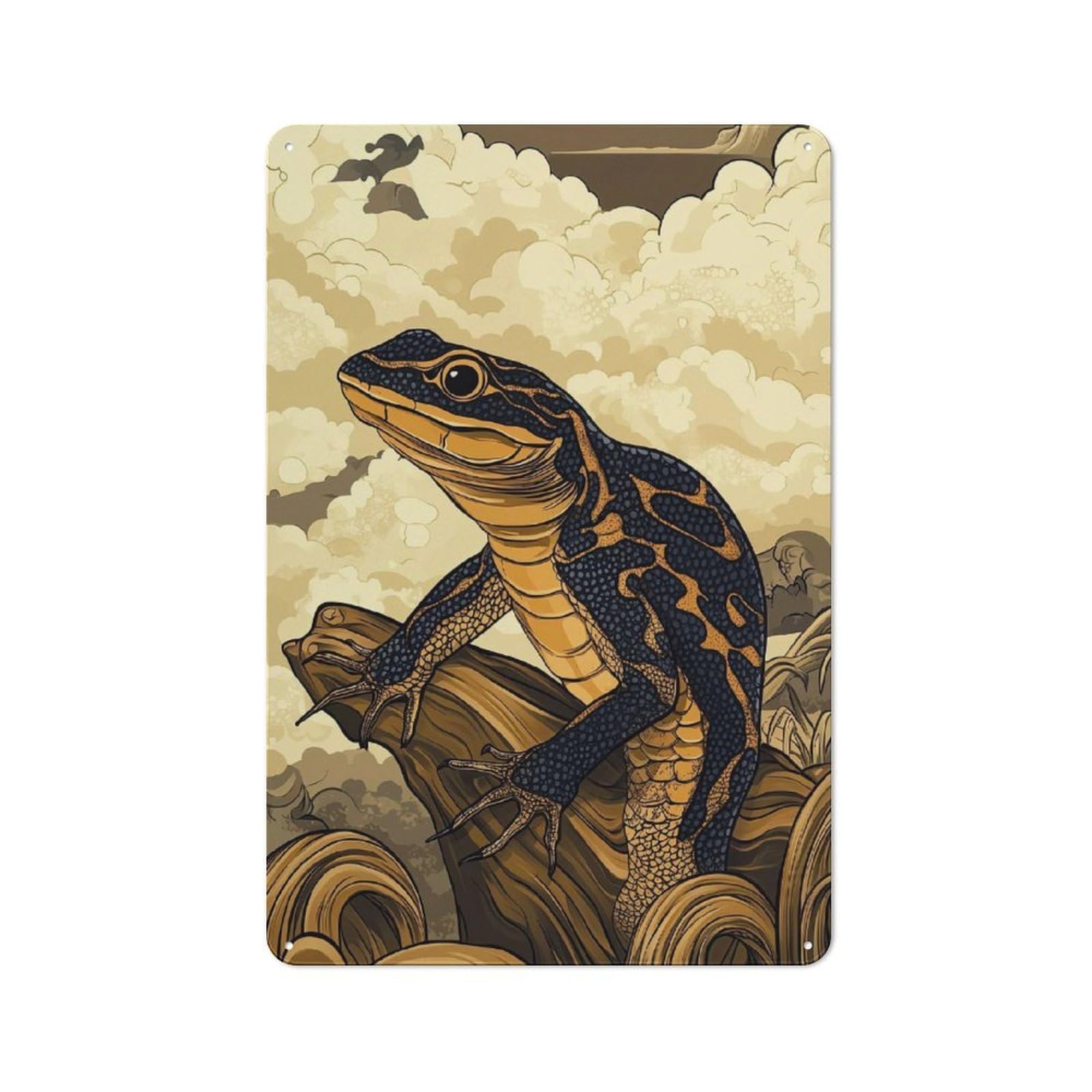 Junmoney Style-3 Classic Vintage Metal Sign 30X20cm Featuring Lizard In Clouds, Classic Pub Decor For Bar, Kitchen, Garage Or Games Room