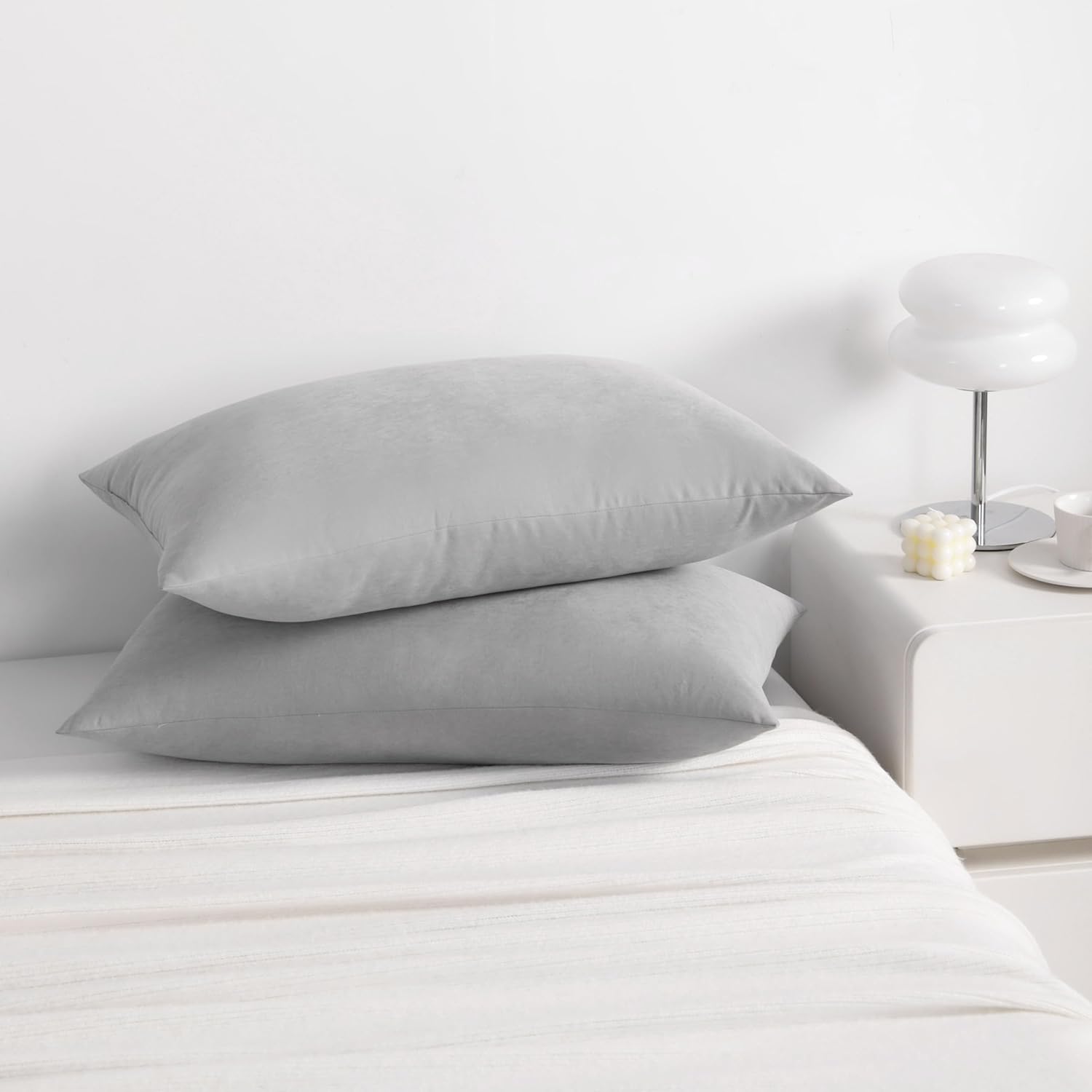 NTBAY Down Alternative Bed Pillows, Pillows Queen Size Set of 2, Machine Washable Pillows for Back, Stomach or Side Sleepers, Soft Hotel Collection Pillows for Sleeping, Light Grey