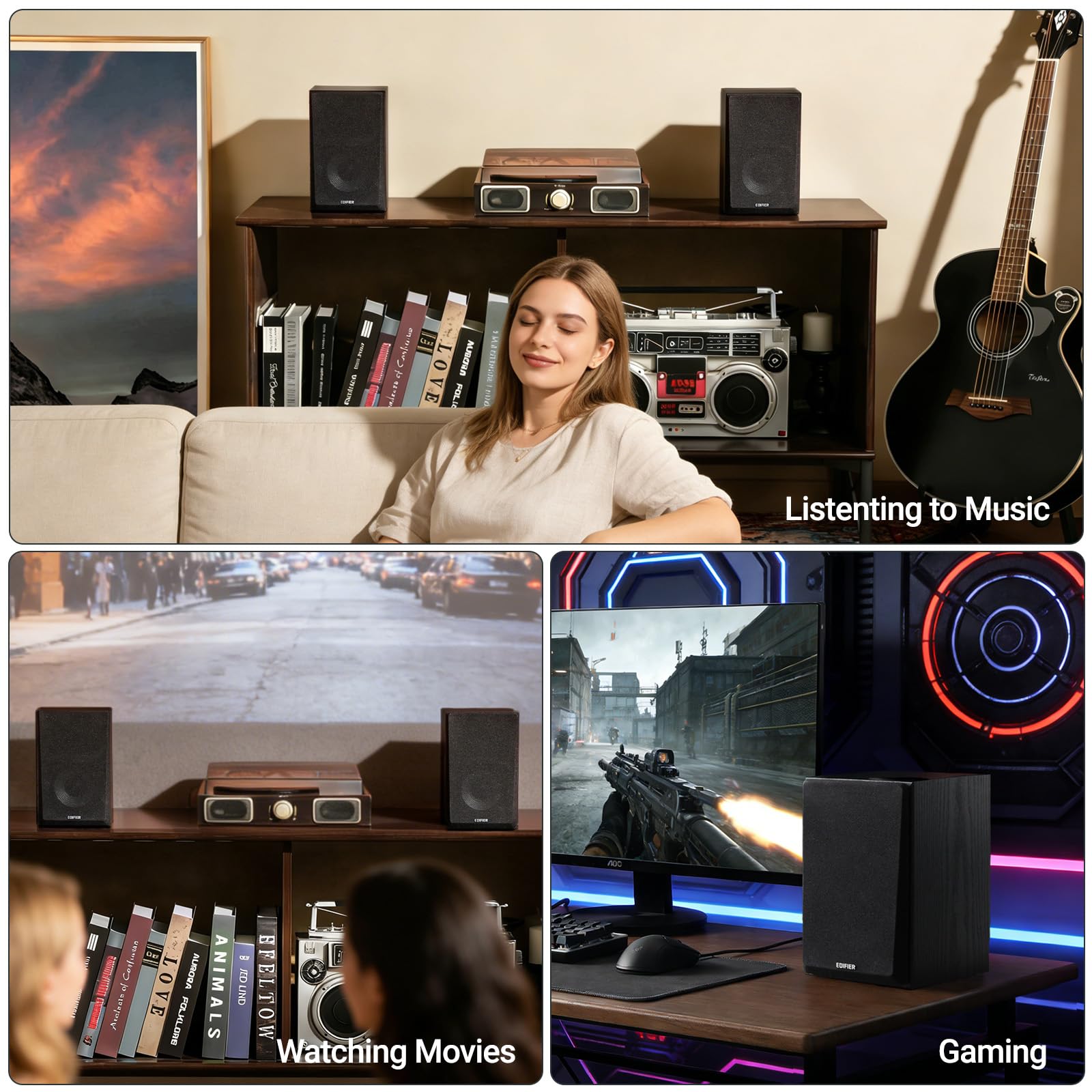 Edifier R990BT - Altavoces Bluetooth para computadora, Altavoz Activo 2.0, Monitor de Estudio Alimentado para PC, Smartphone, Tablet, Carcasa de MDF, 24 W RMS (par)