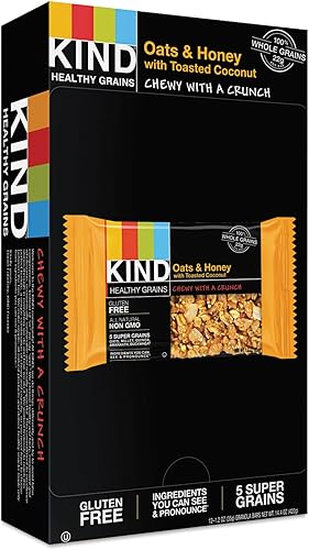 Miniatura 2 de Kind 18080 Barra de granos saludables avena y miel con coco tostado 12 oz 12caja