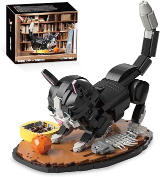 TOY PLAYER Tuxedo Cat Building Block Set, Creative Cat Clamping Building Blocks Building Toy Animal Figures Home and Office Decoration, Educational Toy for Adults and Boys Girls from 14+ Years 1200