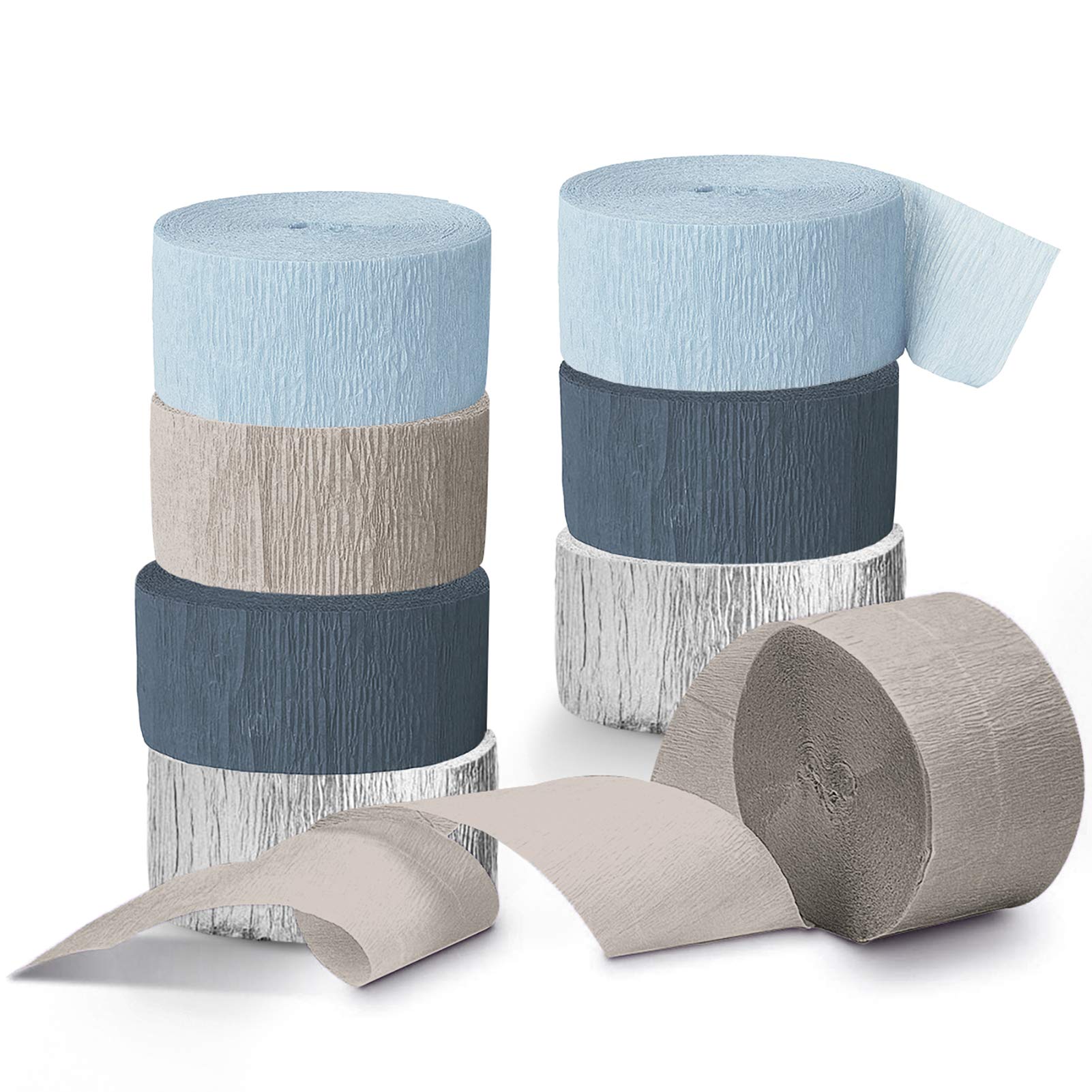 NICROLANDEE Wedding Decorations - 8 Rolls Dusty Blue Crepe Paper Streamers Tassels Streamer Paper for Romantic Wedding, Bridal Shower, Baby Shower, Birthday Party, Engagement Party, Special Events