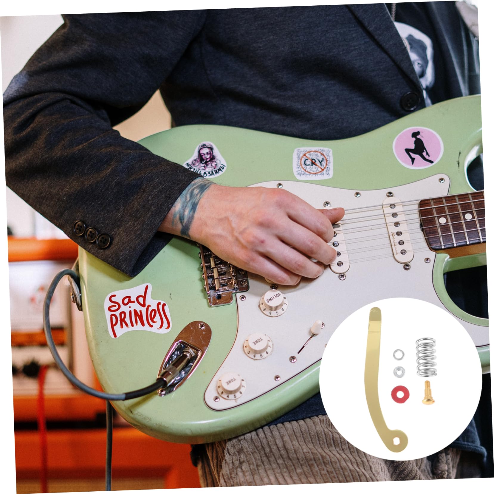 NULYLU 2pcs Tremolo Tailpiece Compatible Vibrato Bridge Tailpiece for Guitar Hand Crank Accessory Made of Durable Material Replacement for Old or Broken Parts