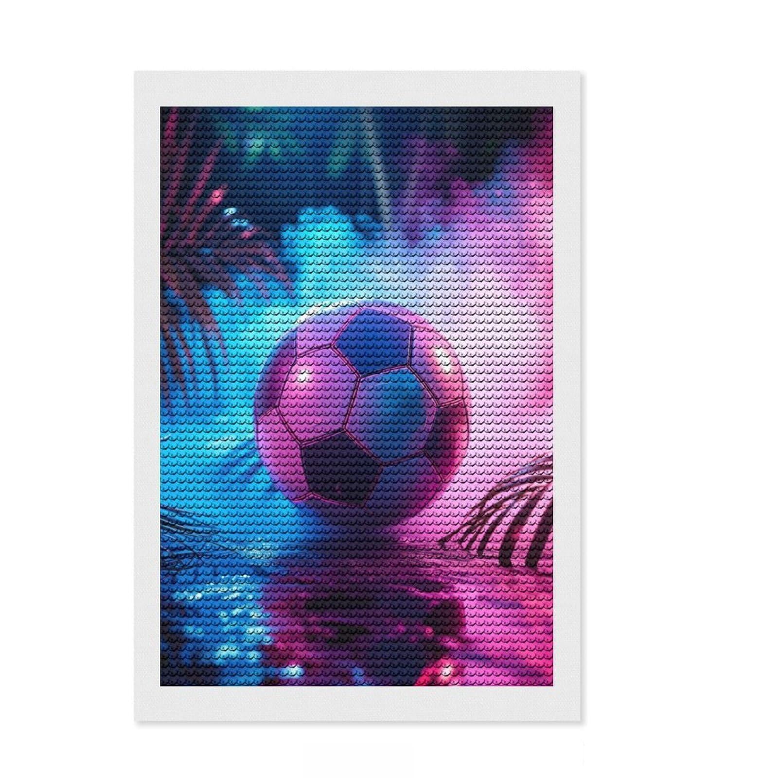 Junmoney Sport Neon Football Diamond Painting Kit 8"x12", Stress Relief Craft, Neat Printed Canvas, Boho Decor, Festive Craft Gift