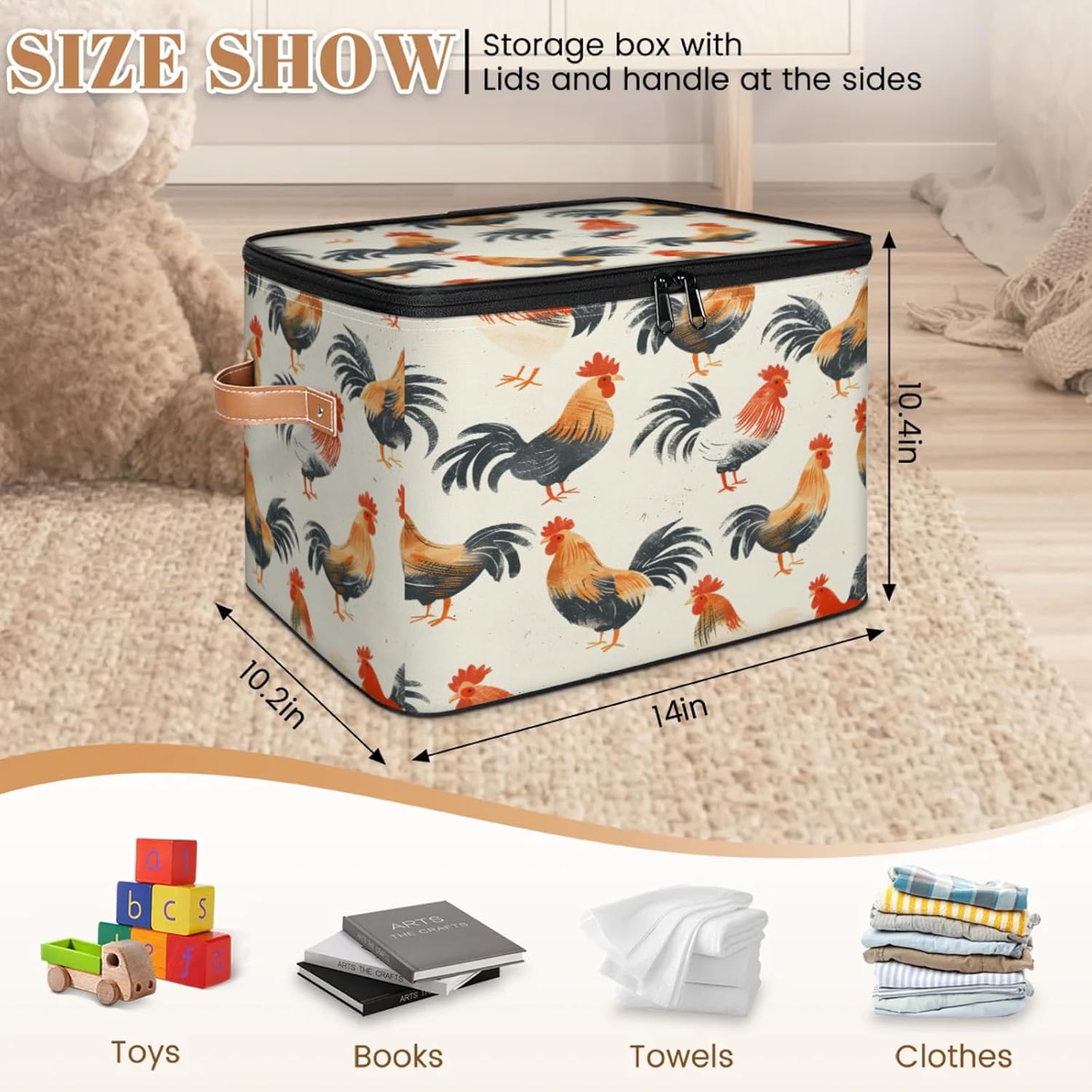 2-Pack Storage bins with lids - 26 quart organizer bins - Collapsible fabric storage bins with sturdy handles and double zipper tops - Versatile for home, toys, dorm rooms