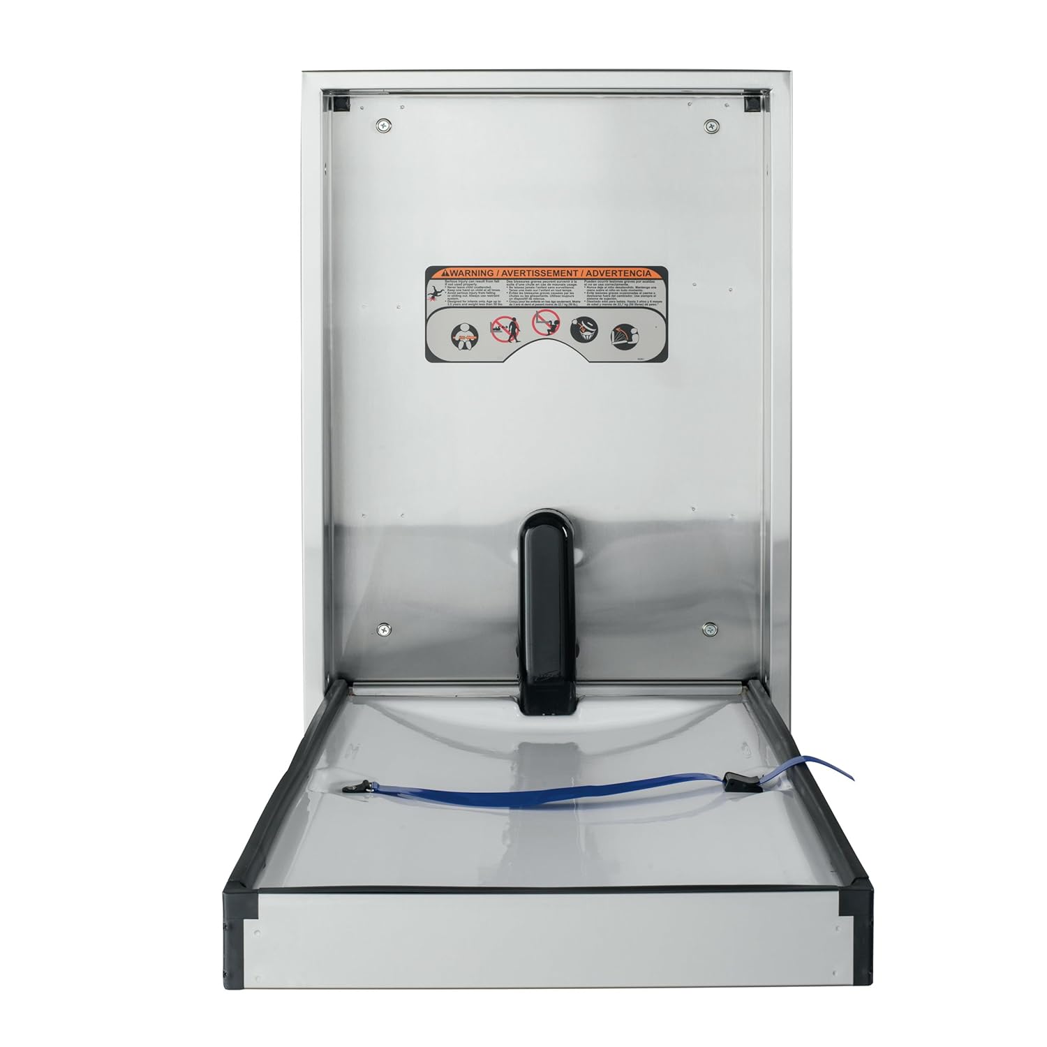 Foundations Premier Stainless Steel Vertical Baby Diaper Changing Station with Recessed Mount, Heavy Duty Steel Hinges, One Handed Adjustable Safety Belt (100SSV-R)