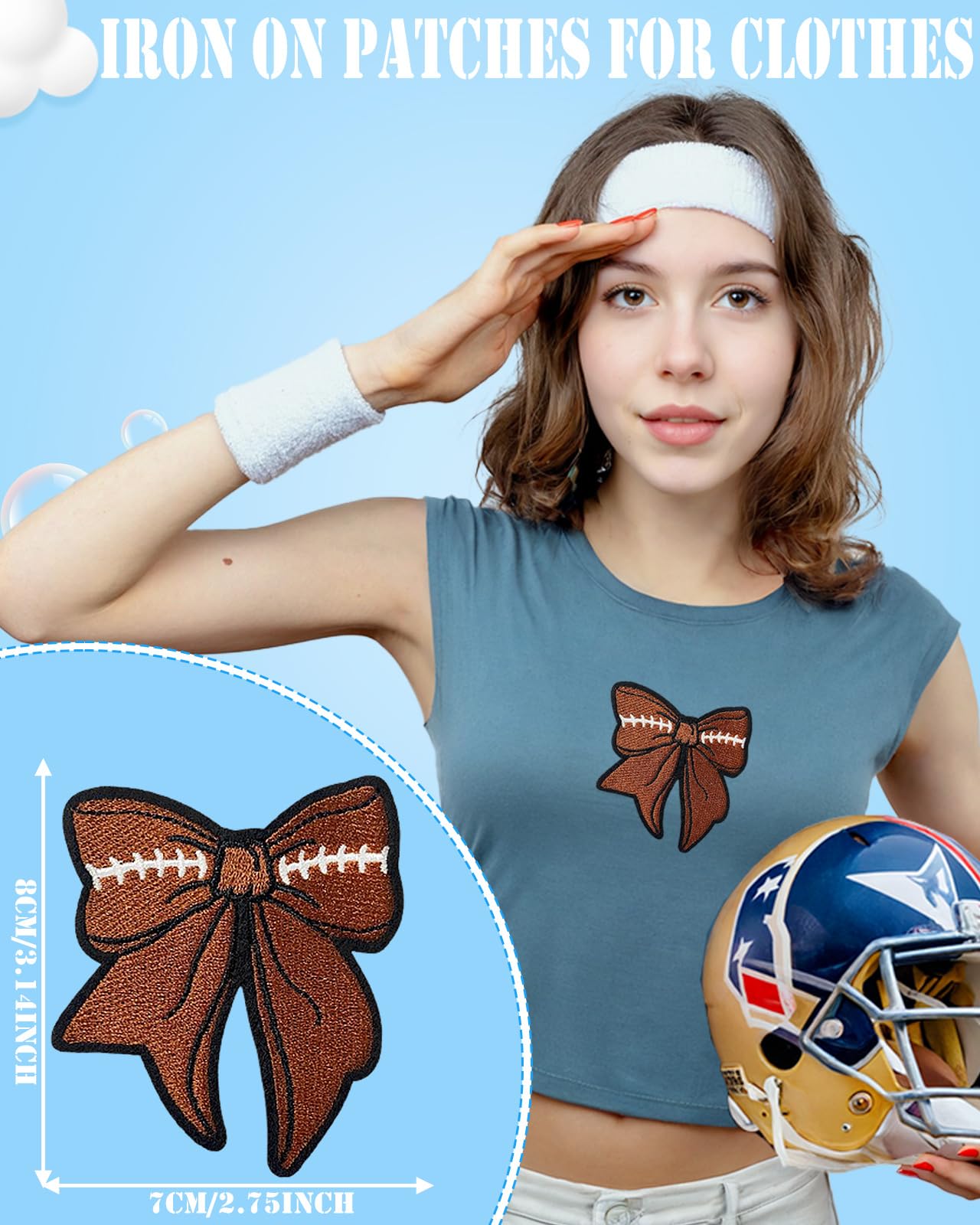 Paquete de 9 parches de fútbol para planchar en ropa, parches de tela bordados para ropa, sombrero, mochila, vaqueros, chaqueta, apliques decorativos para el día del juego (fútbol)