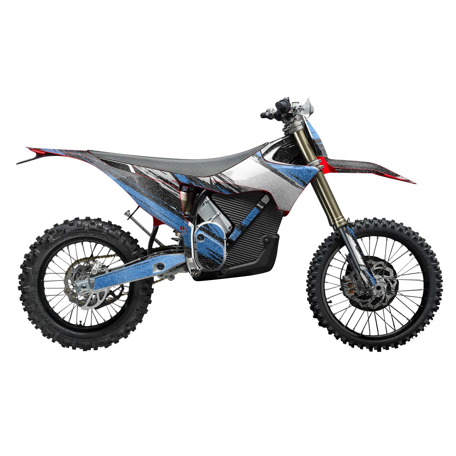 Glossy Glitter Stark Varg MX 2023-2025 Graphics Kit Wrap - Grunge Stripe Blue - Varg MX Skin - Premium 3M Vinyl Protective Wrap Decal Cover - Easy to Apply | Crafted in The USA by MightySkins